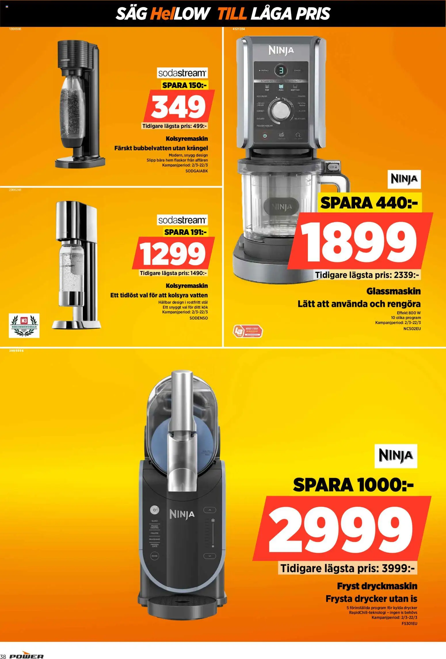 Power reklamblad aktuell från 16.03.2026 | Sida: 38 | Produkter: Såg, Glassmaskin, Sodastream, Kolsyremaskin