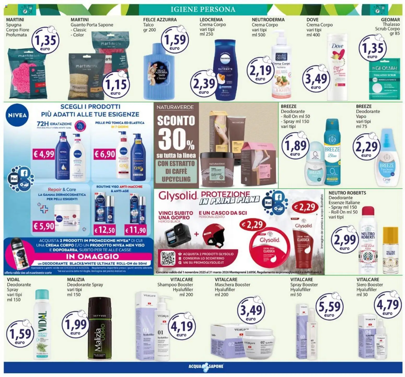 Volantino Acqua e Sapone del 23.02.2026 | Pagina: 6 | Prodotti: Spugna, Shampoo, Crema, Deodorante