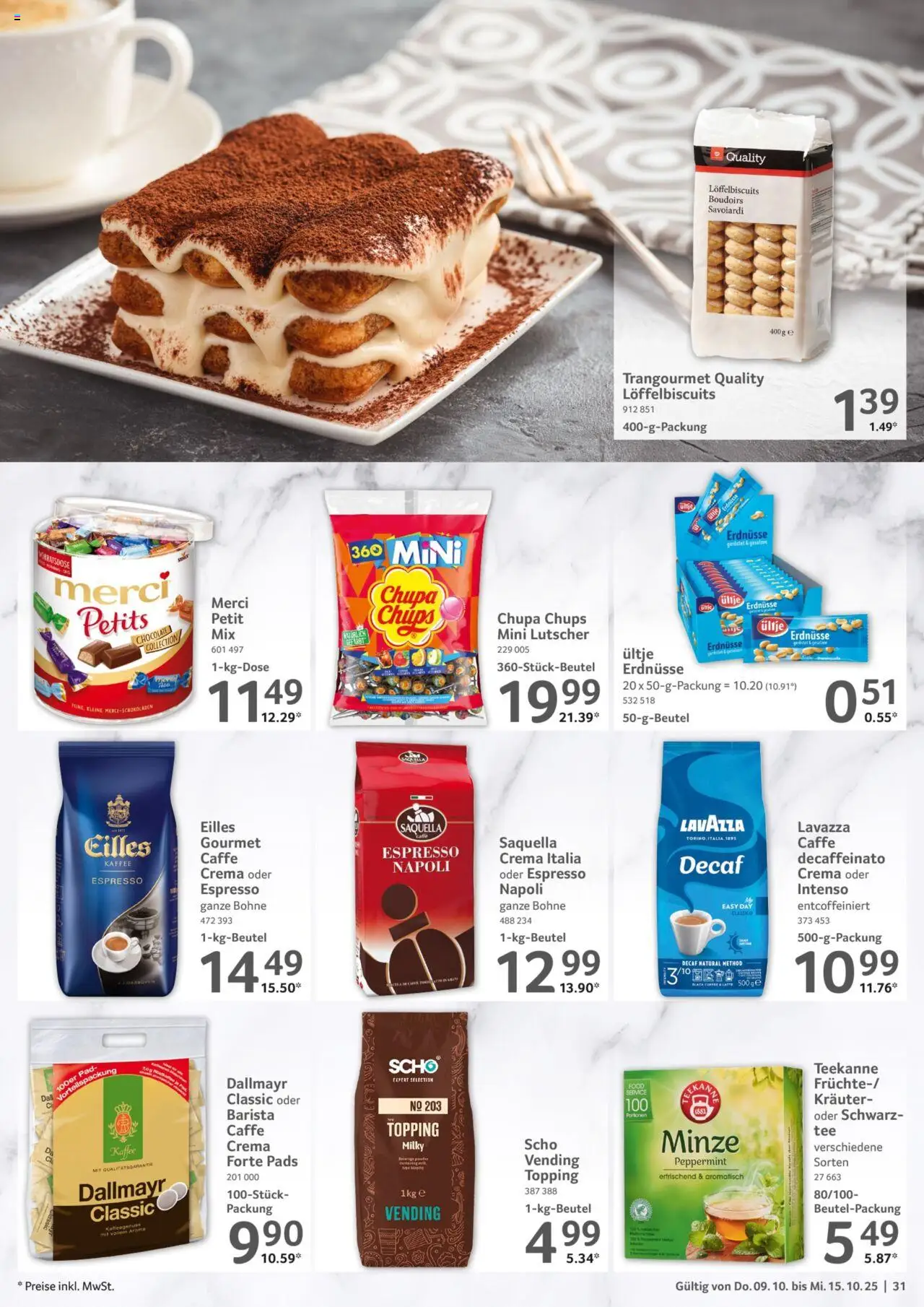 Selgros Prospekt 	 – gültig ab 09.10.2025 | Seite: 31 | Produkte: Erdnüsse, Kaffee, Dallmayr, Teekanne