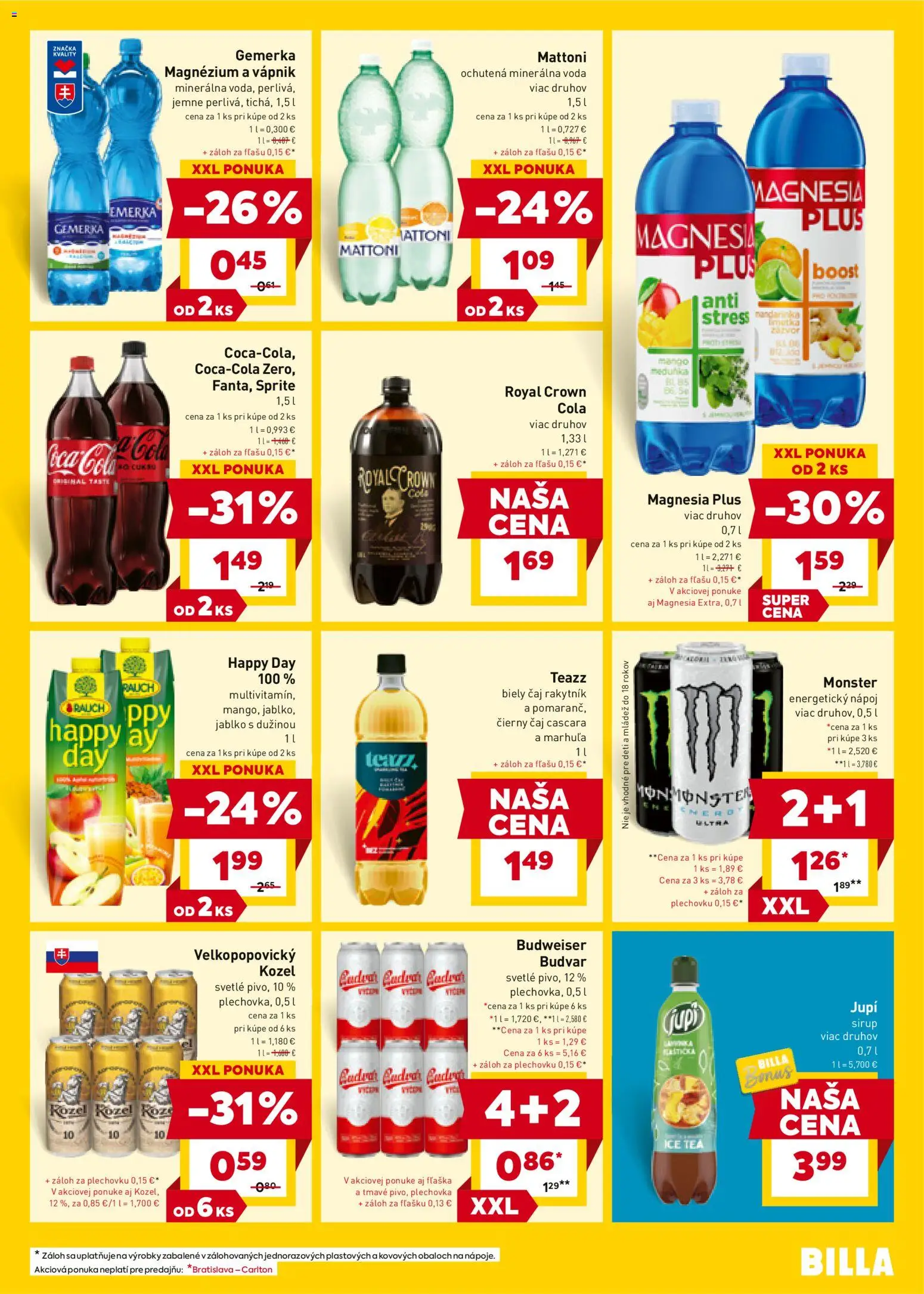 Nové Billa akcie – leták je platný od 29.10.2025 | Strana: 17 | Produkty: Sprite, Magnesia, Voda, Cola