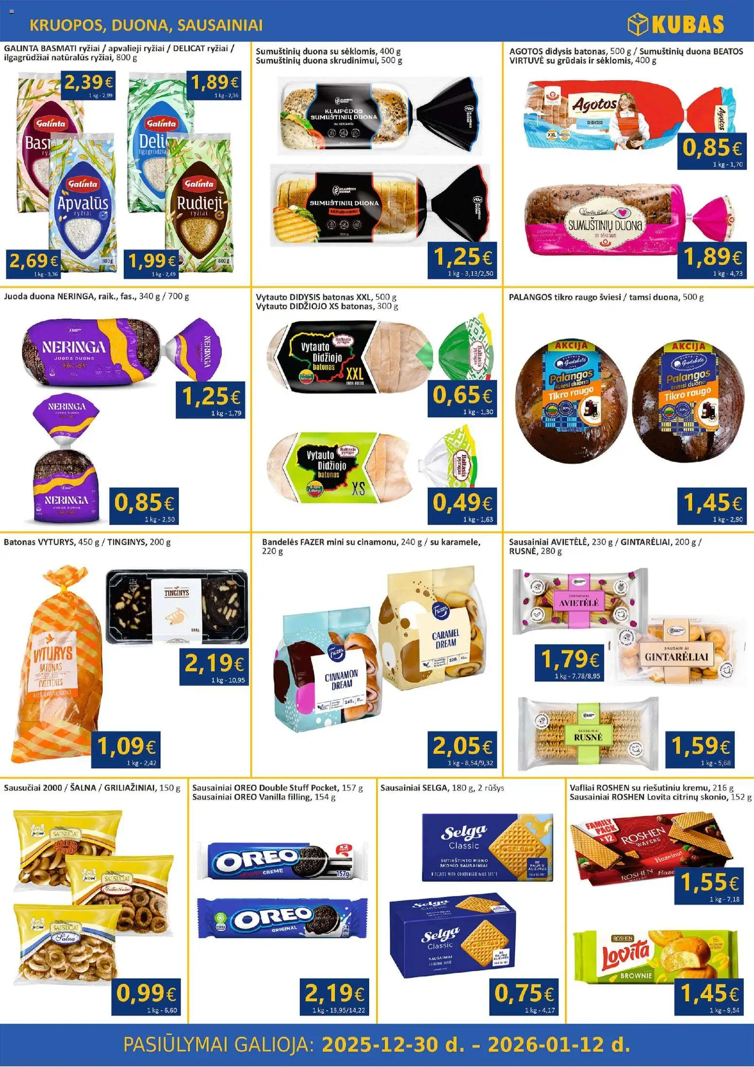 Kubas akcijos nuo 30.12.2025 | Puslapis: 5 | Prekių: Druska, Grietinė, Šokoladinis batonėlis, Traškučiai