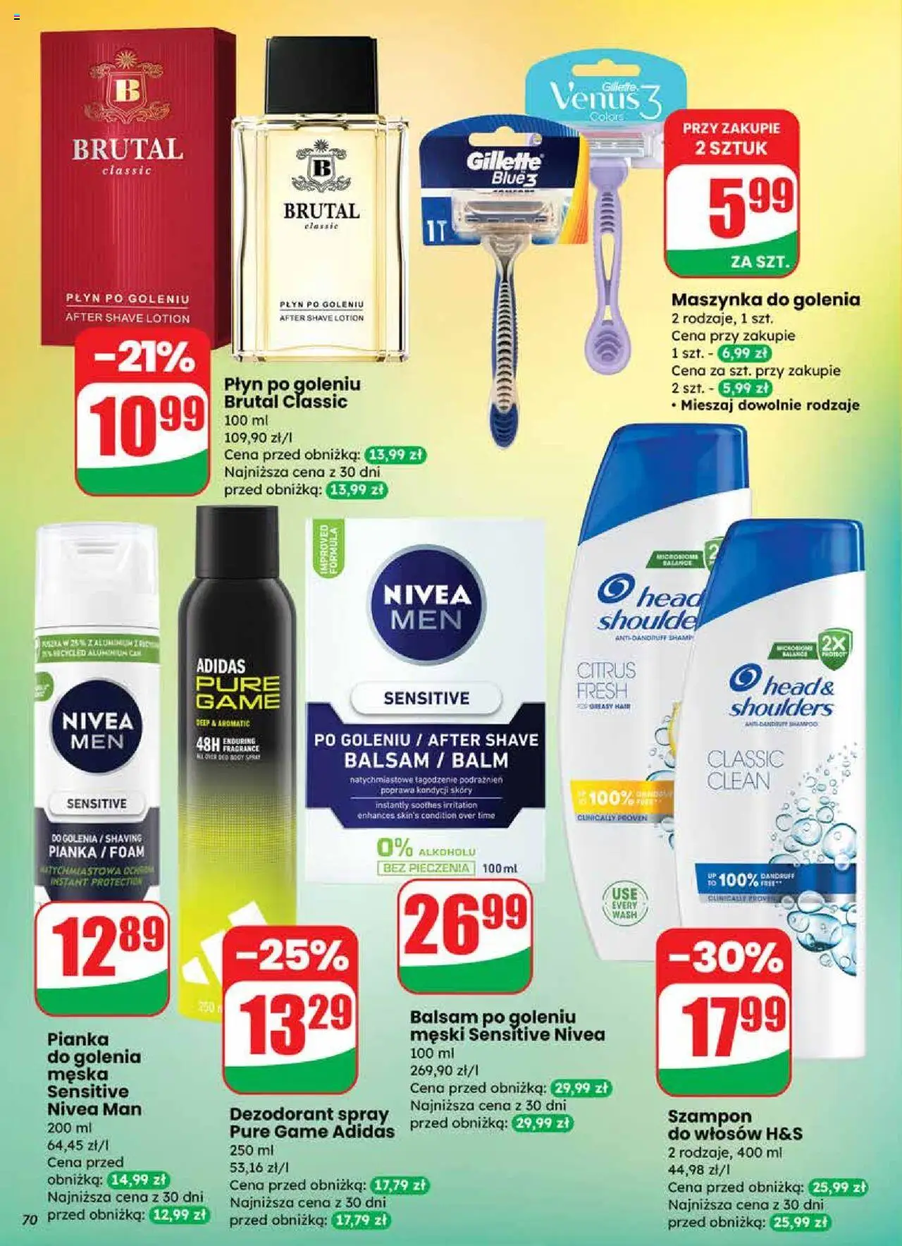 Dino Gazetka od 24.09.2025 | Strona: 70 | Produkty: Gillette, Maszynka do golenia, Szampon, Lotion