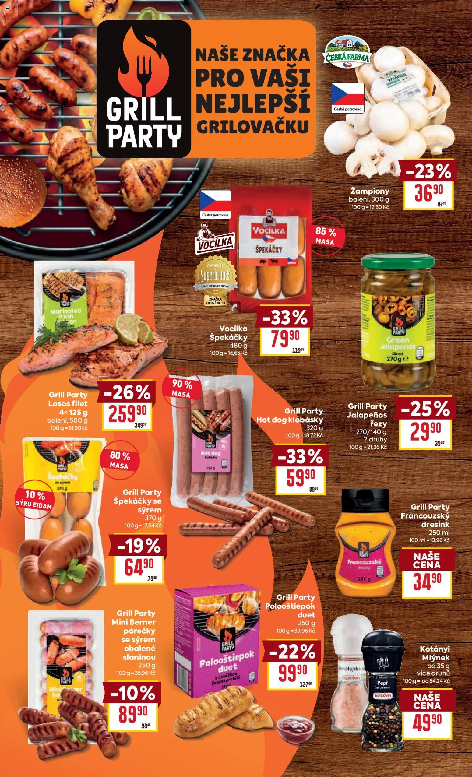 Billa Velký leták od 22.04.2026 | Strana: 14 | Produkty: Špekáčky, Losos Filet, Eidam, Filet