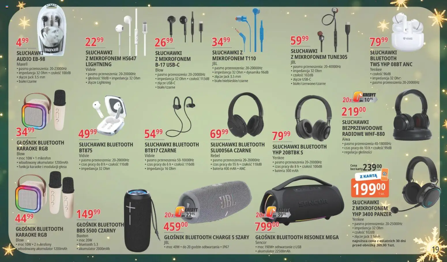 E.Leclerc Gazetka - Warszawa Bielany od 18.11.2025 | Strona: 19 | Produkty: Karta, Słuchawki, USB, Głośnik bluetooth