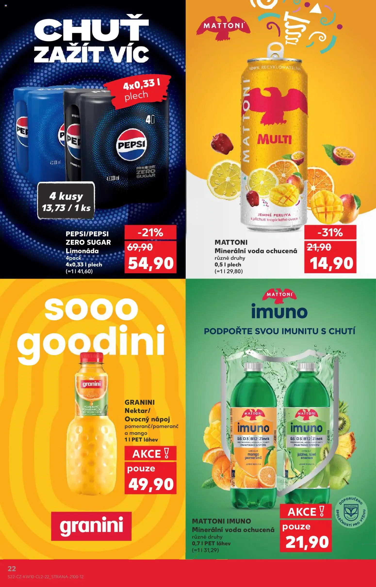 Kaufland leták - Liberec od 04.03.2026 | Strana: 22 | Produkty: Voda, Minerální voda, Granini, Láhev