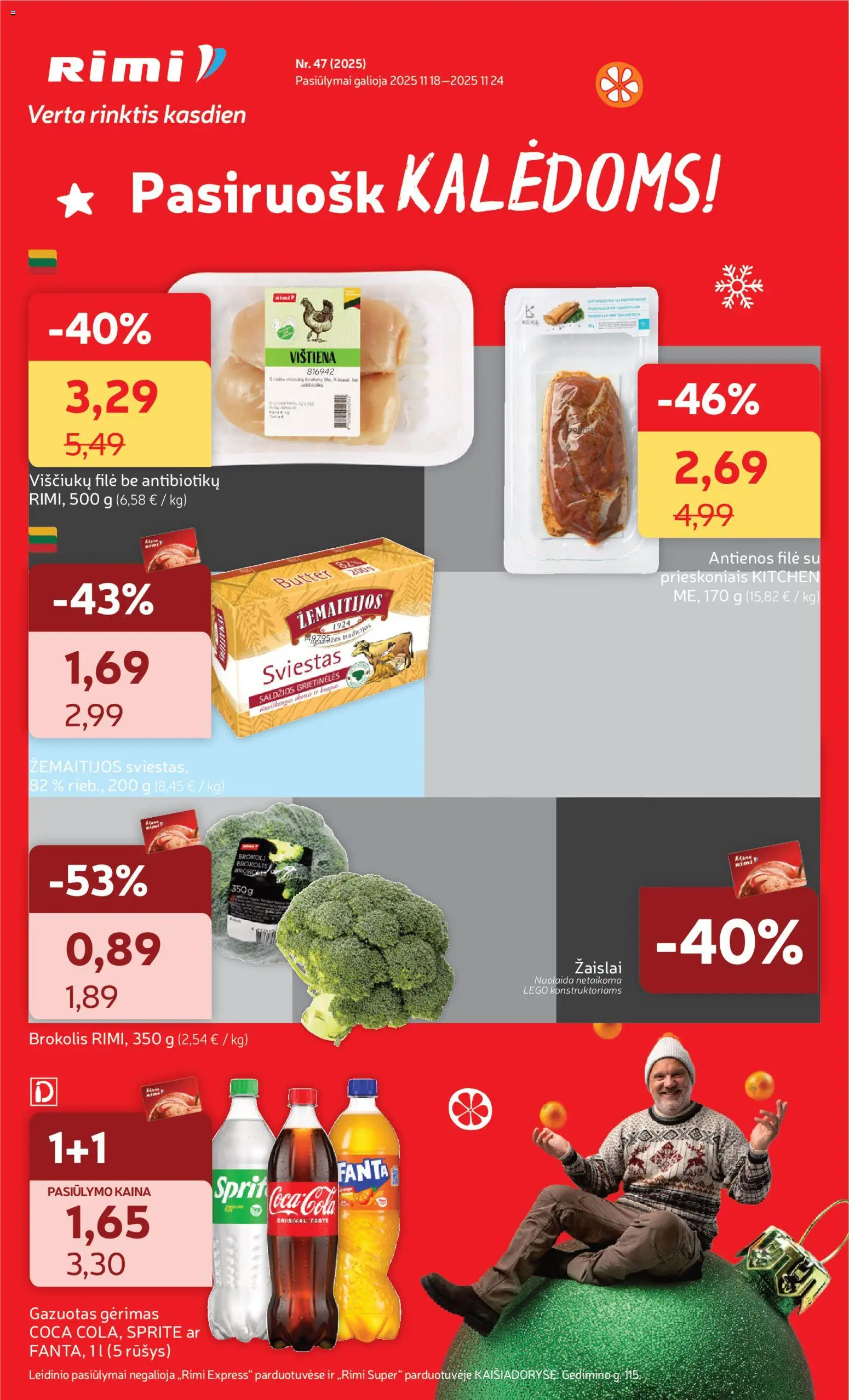 Rimi akcijos nuo 18.11.2025 | Puslapis: 1 | Prekių: Brokolis, Sviestas, Vištiena