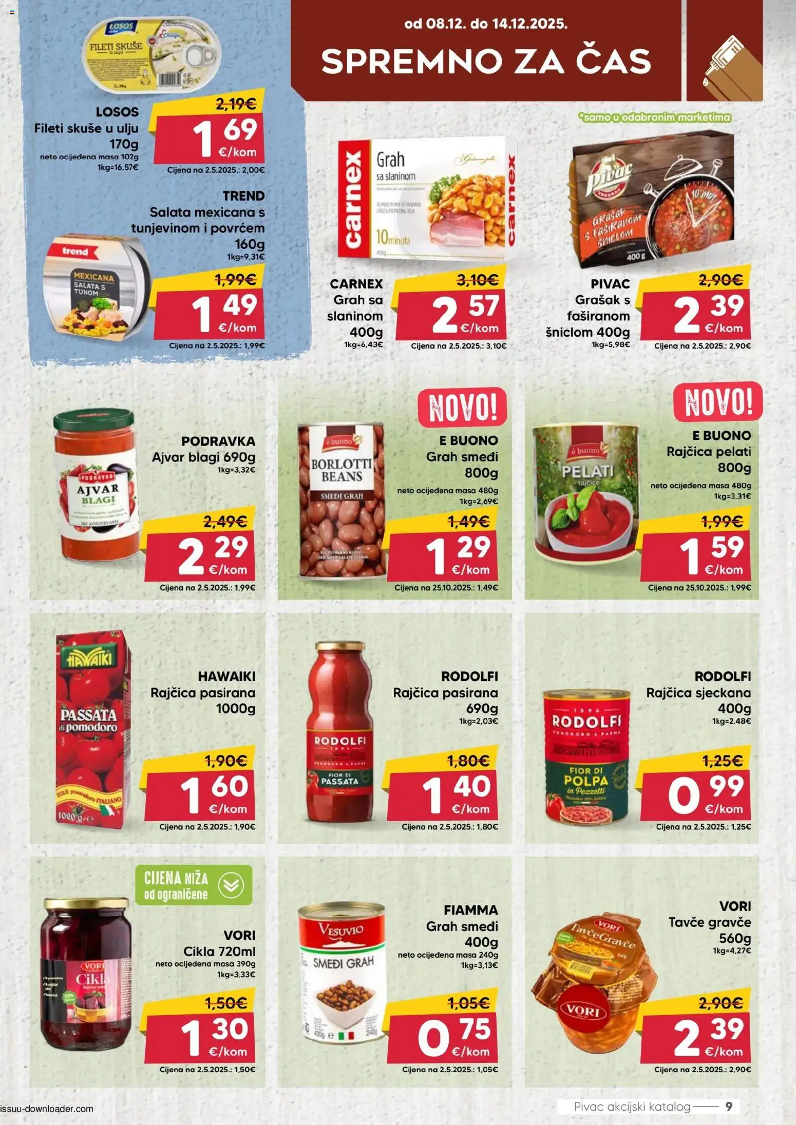 Pivac katalog | vrijedi od 08.12.2025 | Stranica: 9 | Proizvodi: Pasirana rajčica, Salata, Cikla, Losos