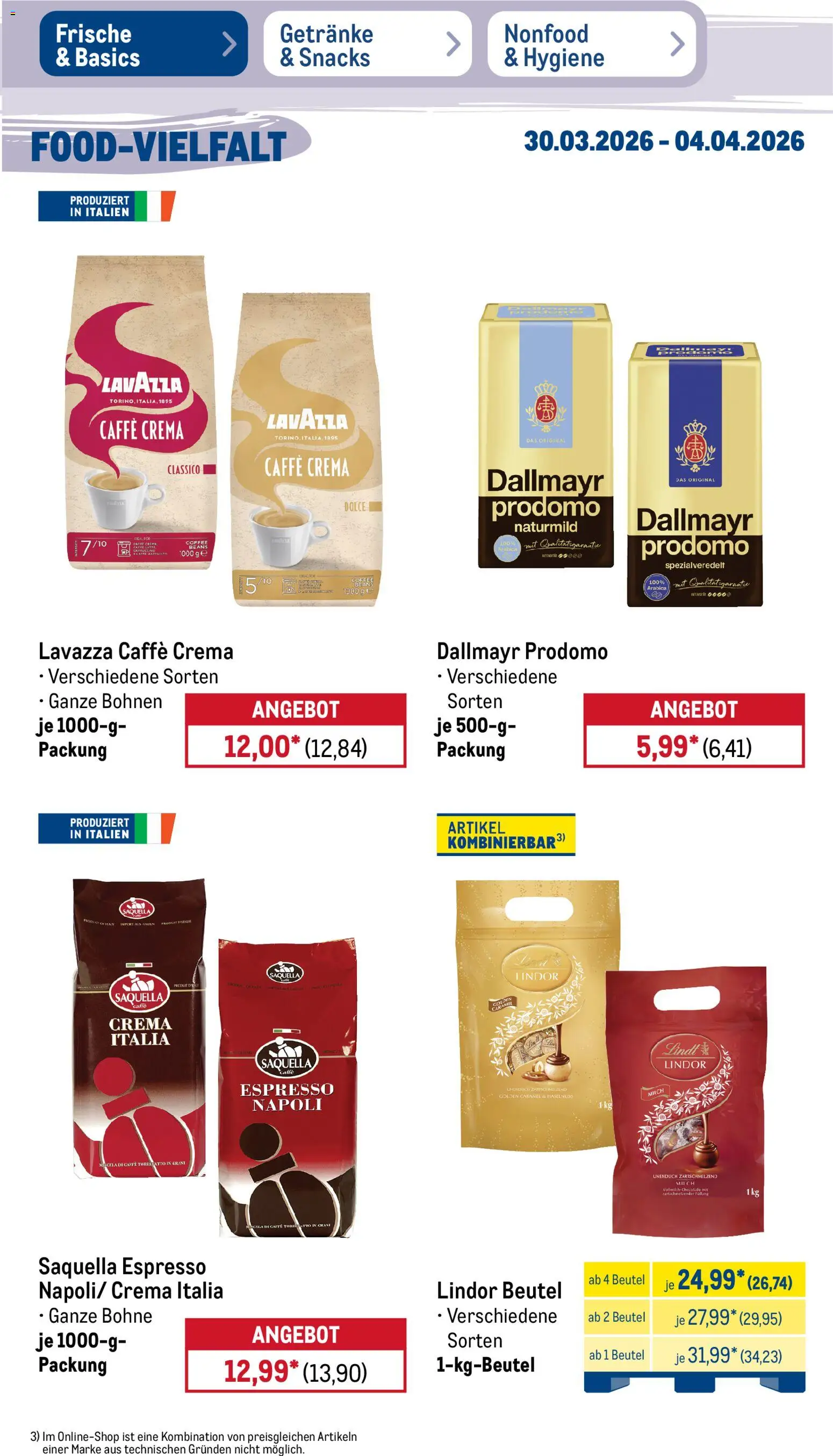 Metro Prospekt 	 – gültig ab 30.03.2026 | Seite: 23 | Produkte: Lavazza, Dallmayr, Lindt, Dallmayr prodomo