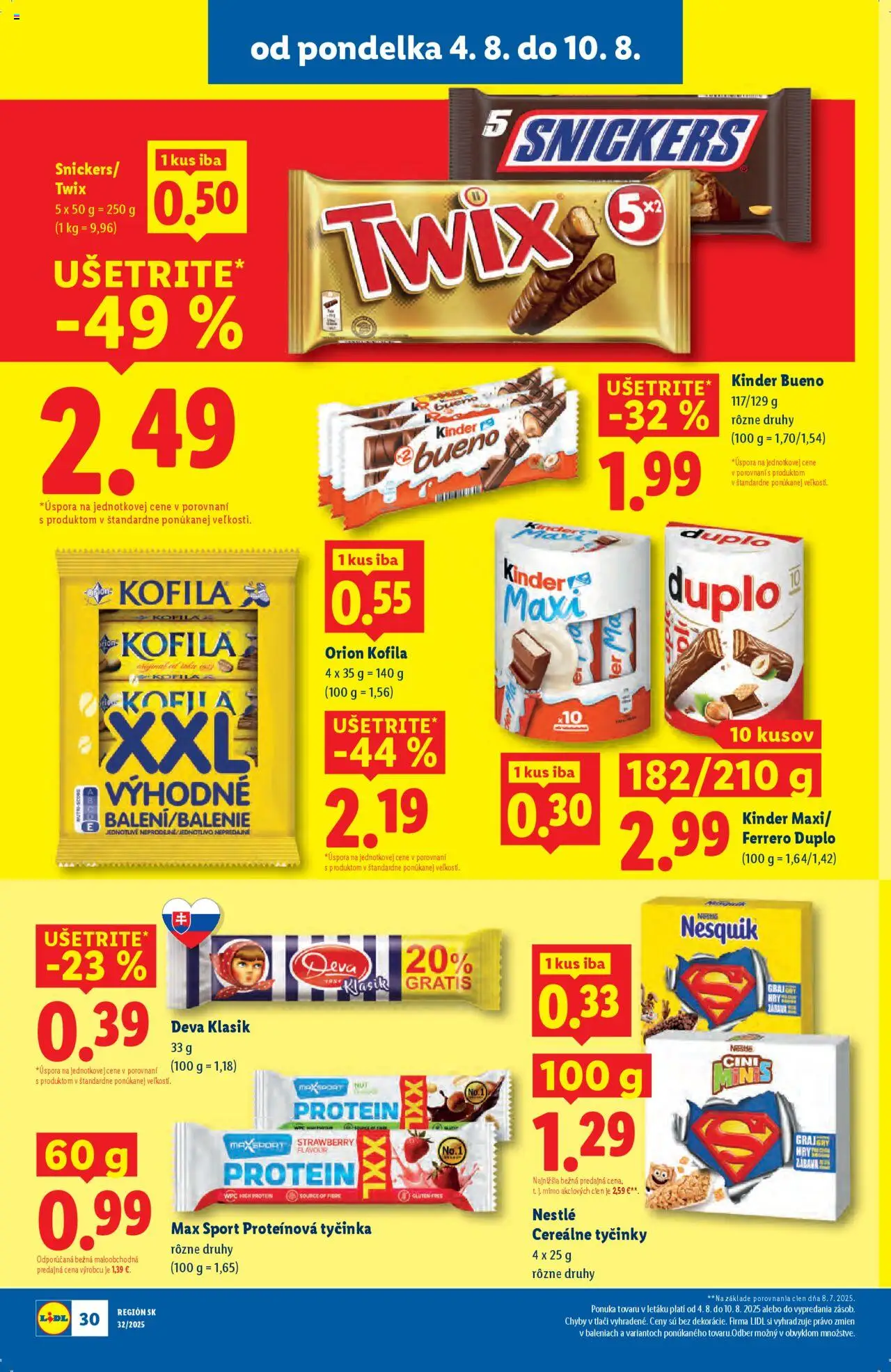 Lidl leták │ platný od 04.08.2025 | Strana: 36 | Produkty: Protein, Kinder, Kinder Bueno, Nesquik