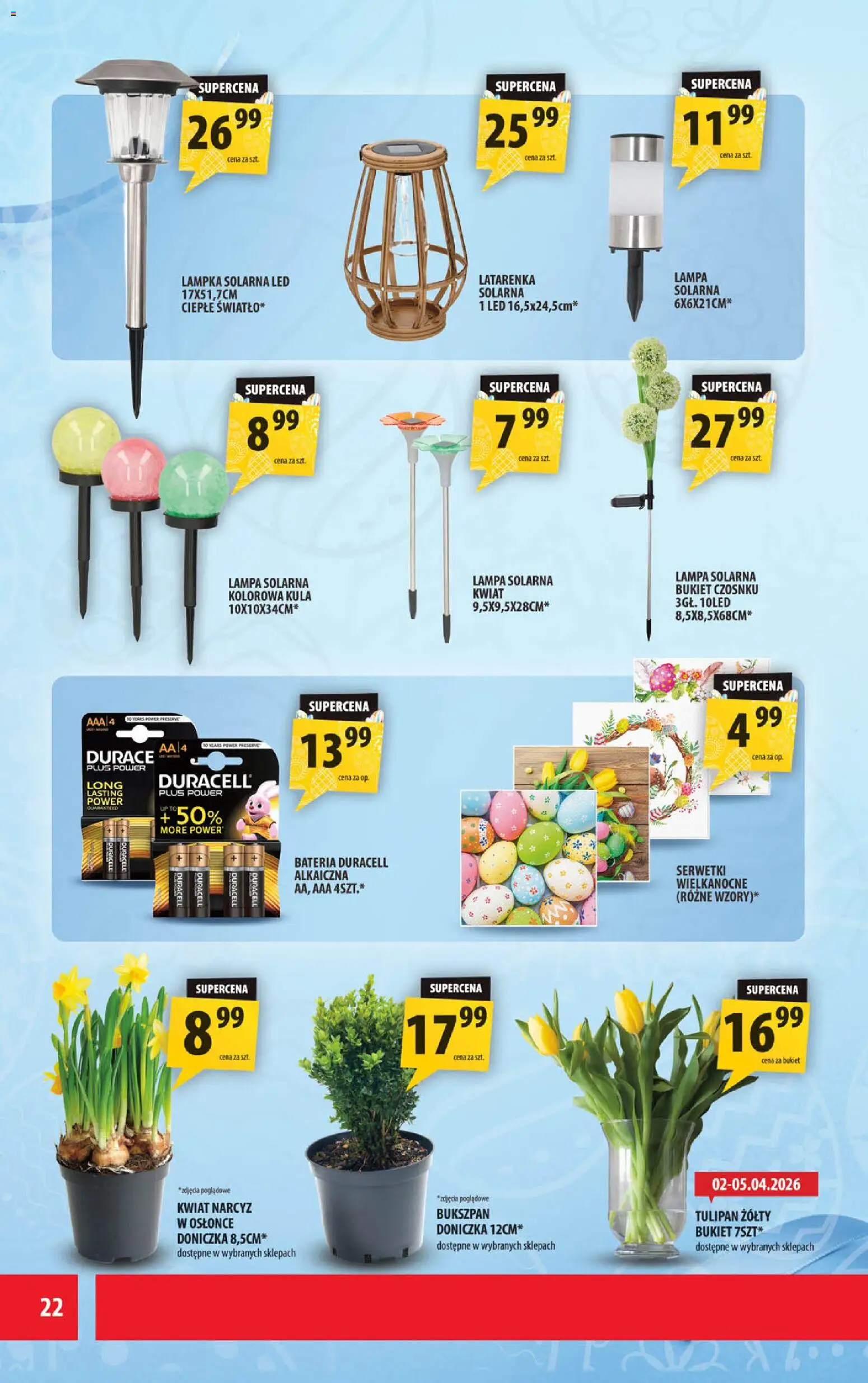 Arhelan gazetka od 27.03.2026 | Strona: 22 | Produkty: Lampa solarna, Bateria, Doniczka, Lampa