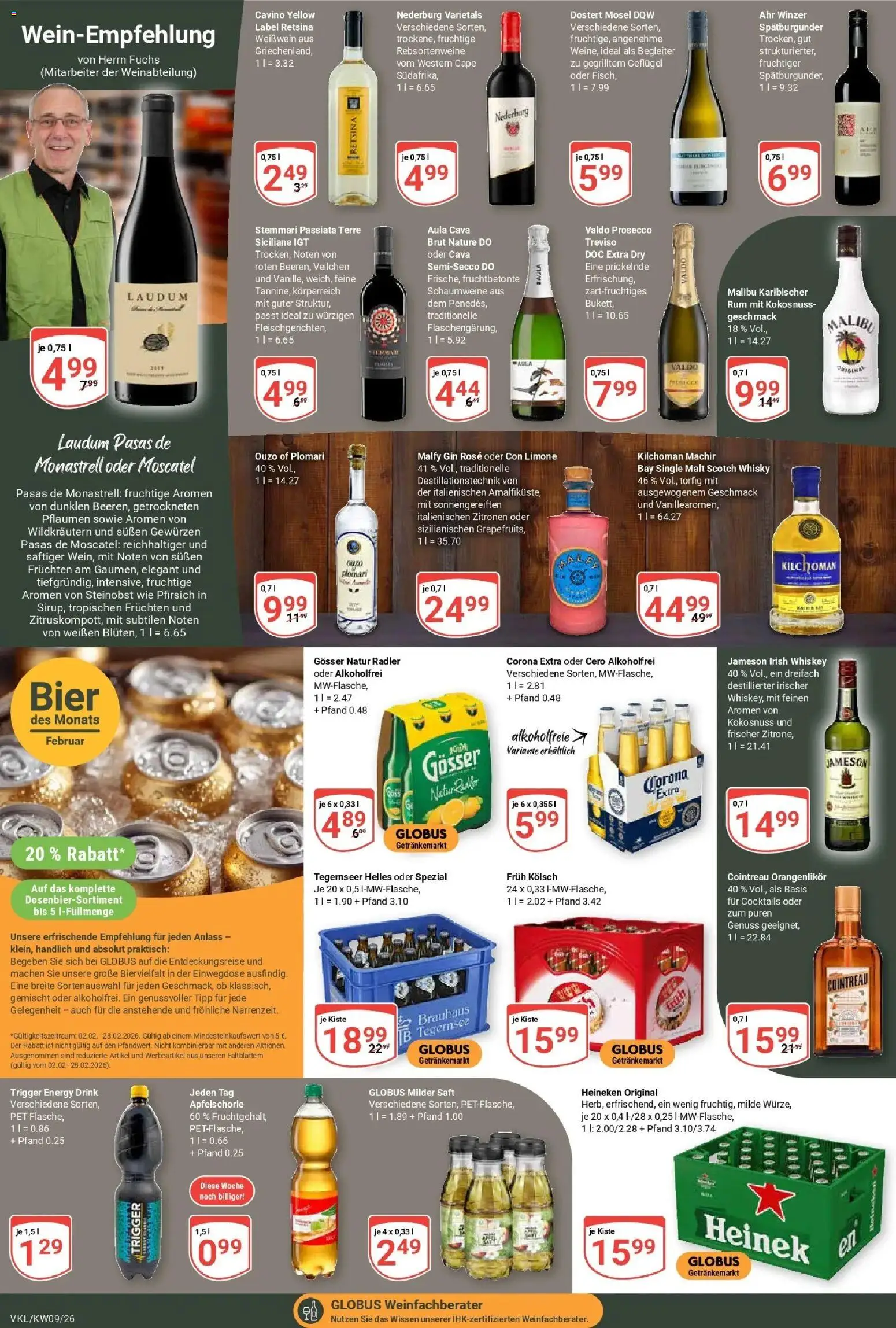 Globus Prospekt Völklingen – gültig ab 23.02.2026 | Seite: 15 | Produkte: Rum, Jameson, Radler, Wein