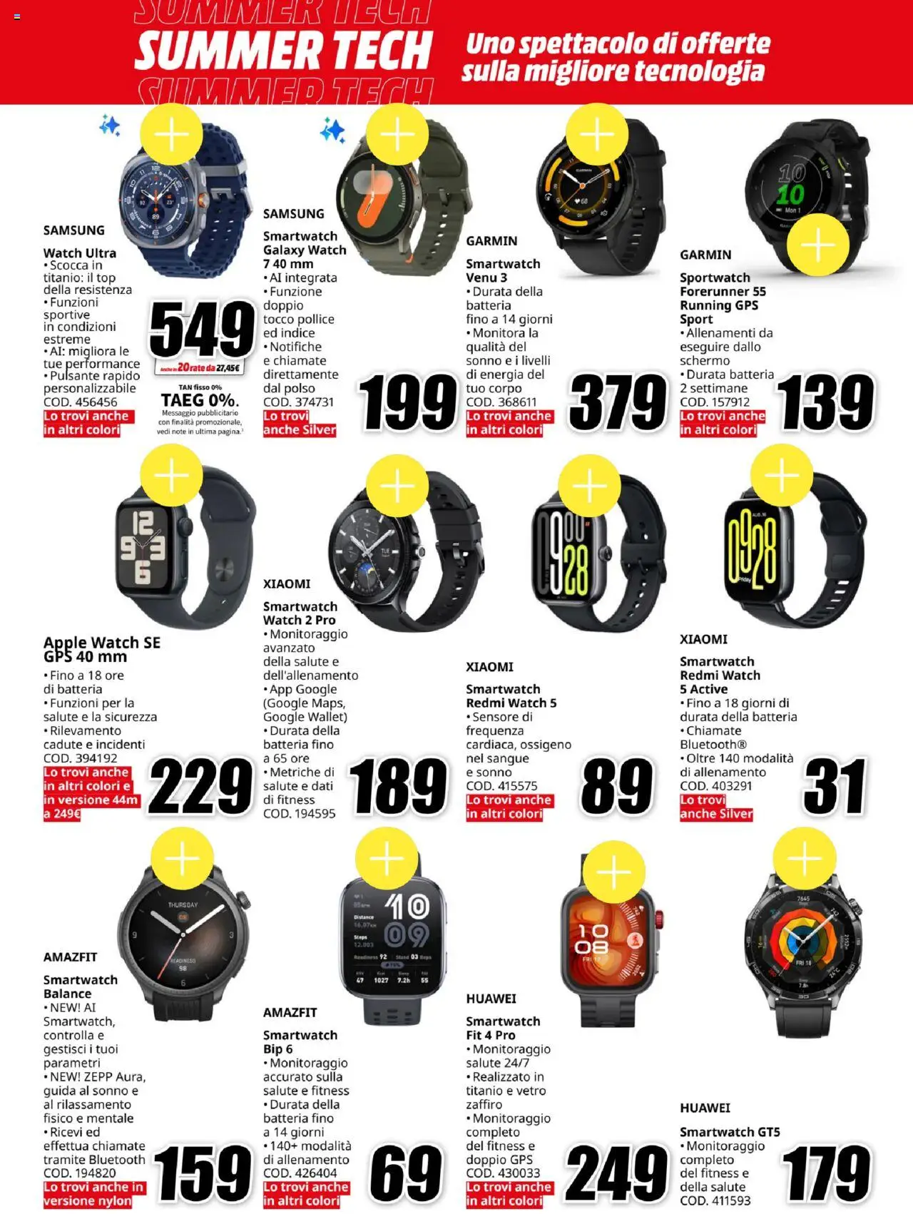 Volantino Media World del 11.08.2025 | Pagina: 10 | Prodotti: Xiaomi, Top, Smartwatch, Apple Watch