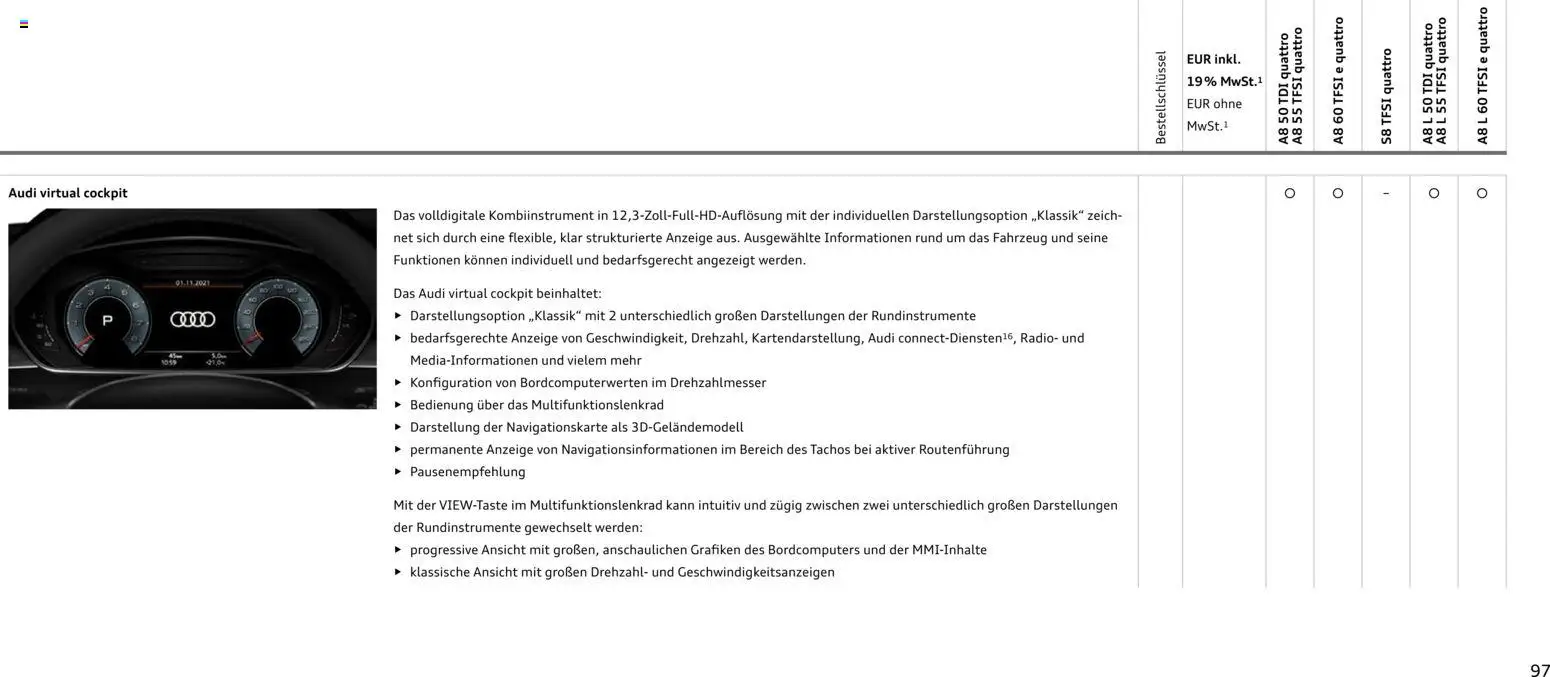 Audi A8 – gültig ab 28.10.2025 | Seite: 97 | Produkte: Radio