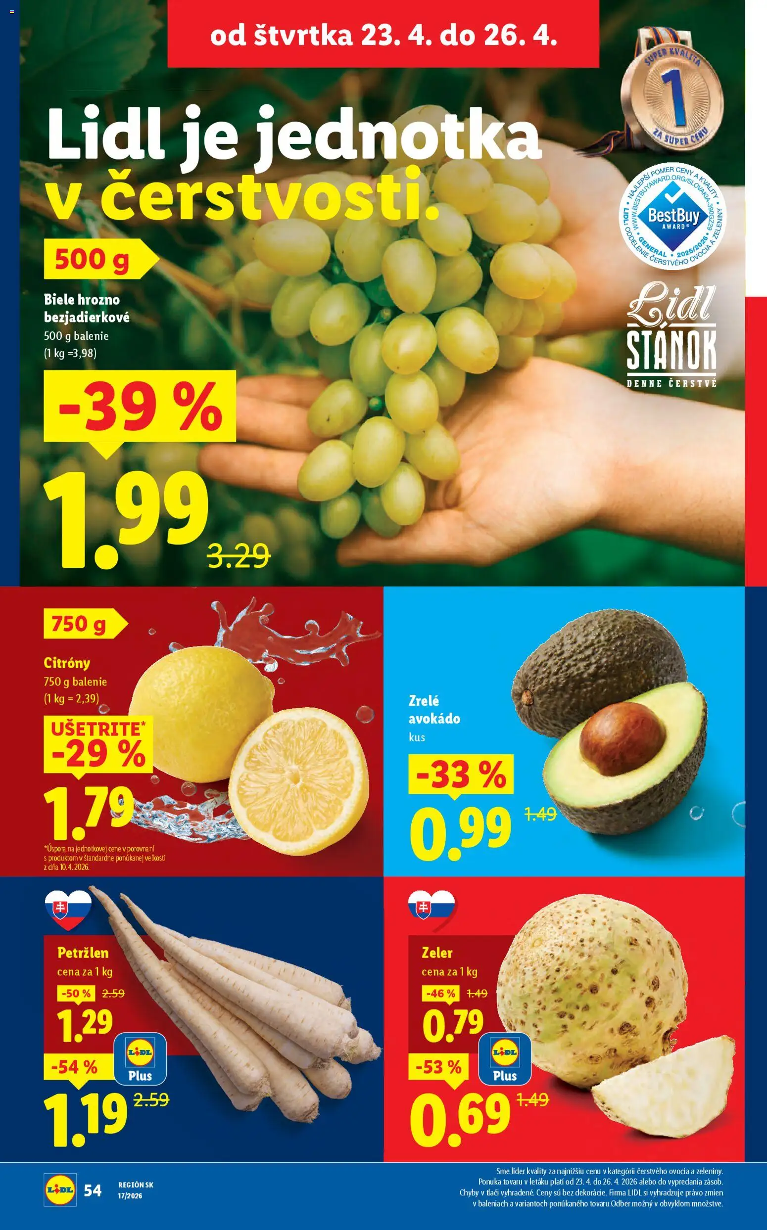 Nové Lidl akcie – leták je platný od 20.04.2026 | Strana: 60 | Produkty: Citróny, Avokádo, Petržlen, Zeler