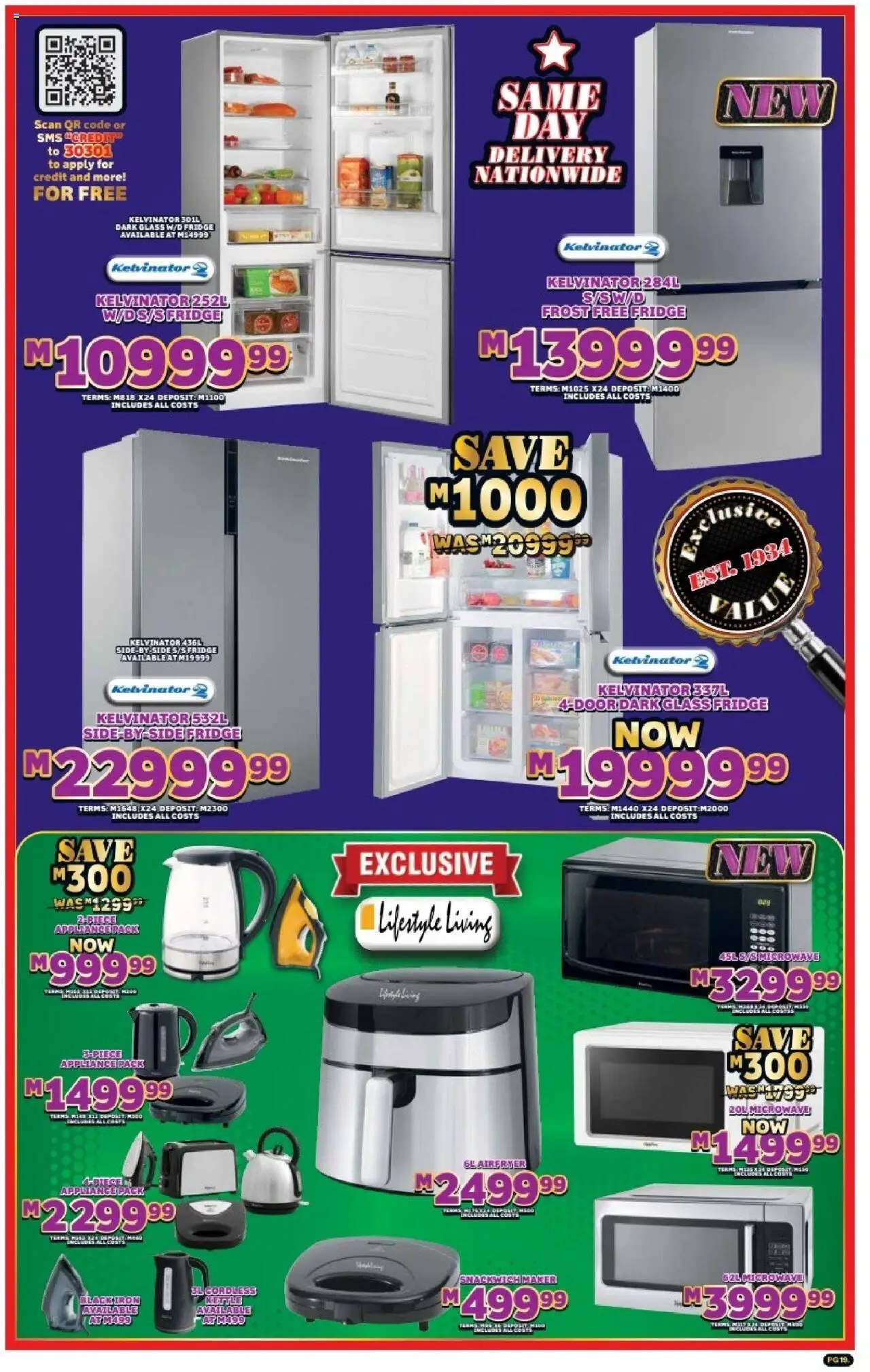 New Lewis Stores catalogue – valid from 01.10.2025 | Page: 19 | Products: Kettle, Iron, Fridge, Microwave