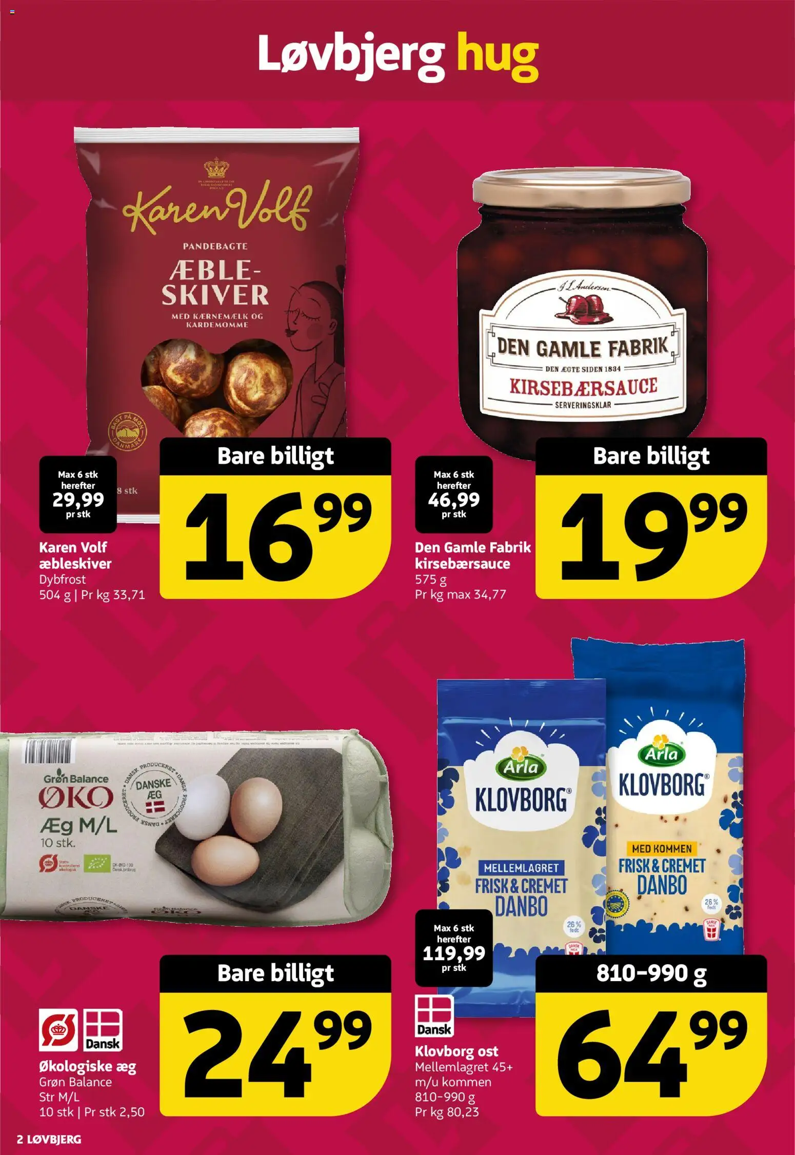Løvbjerg tilbudsavis – gyldig fra 28.11.2025 | Side: 2 | Produkter: Ost, Æg, Kardemomme, Kirsebærsauce