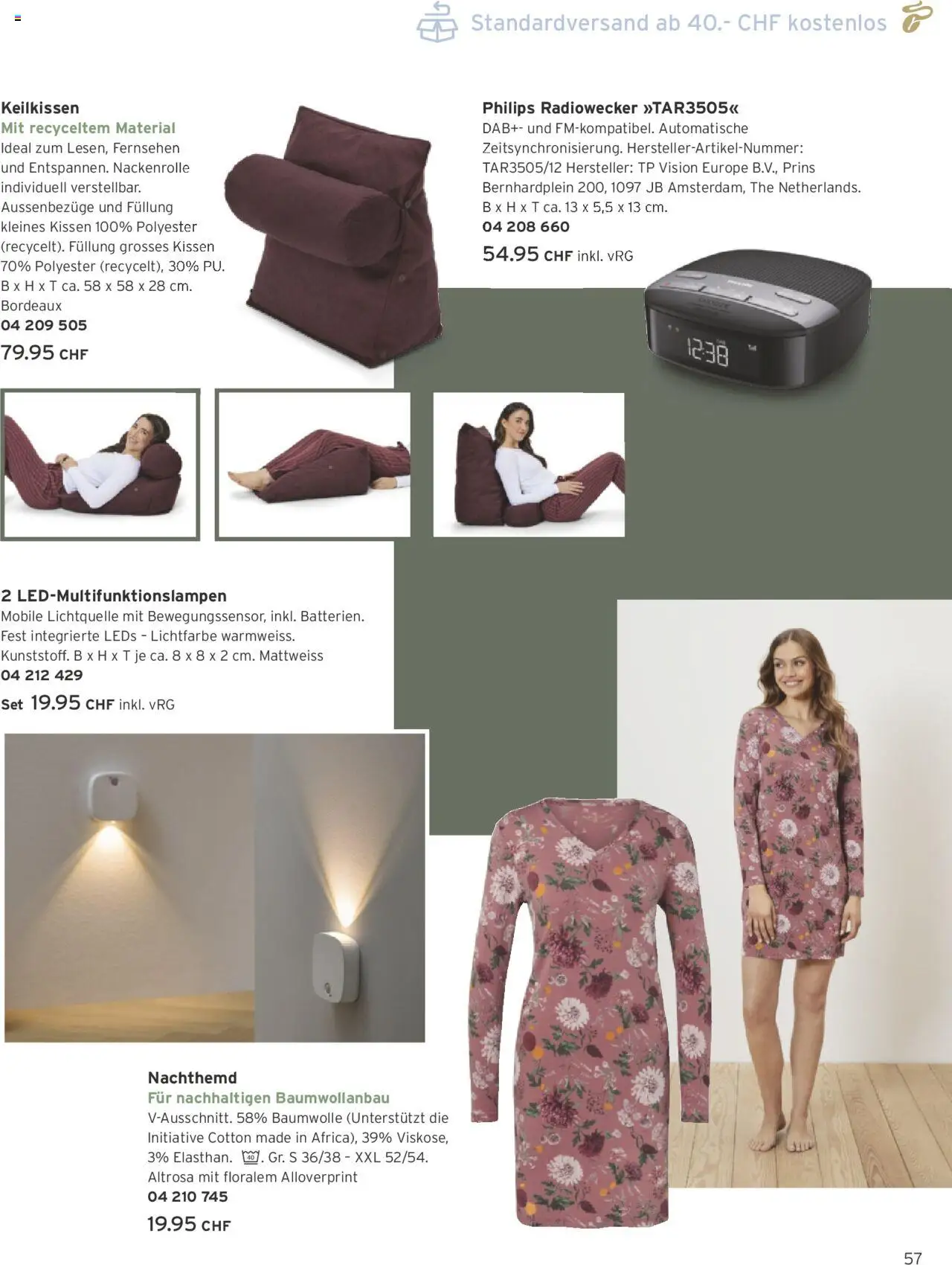 Tchibo Aktionen – gültig ab 10.10.2025 | Seite: 57 | Produkte: Kissen, Radiowecker, Fernsehen, Philips