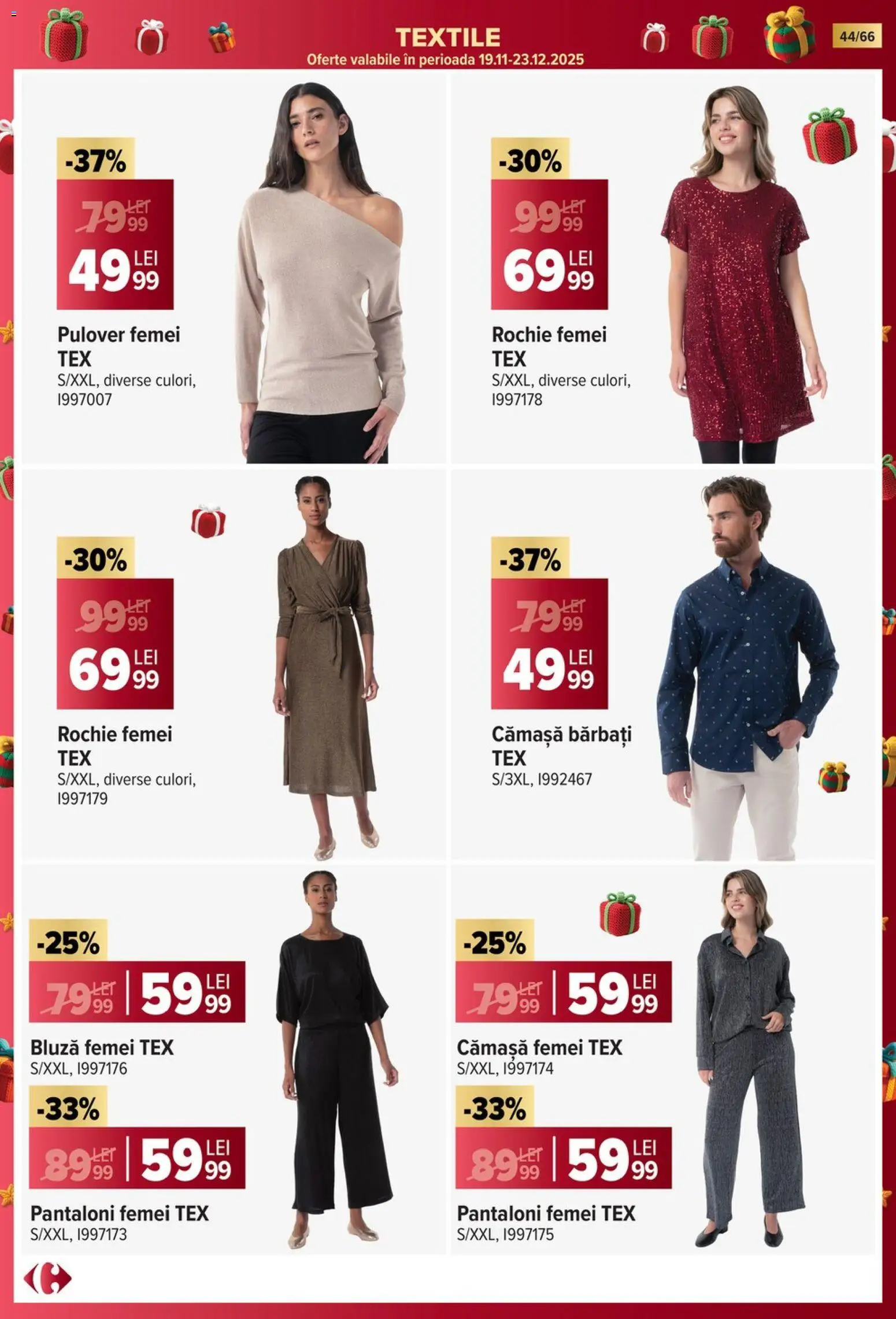 Noul catalog Carrefour – valabil de la 19.11.2025 | Pagină: 44 | Produse: Rochie, Bluză, Pulover, Pantaloni