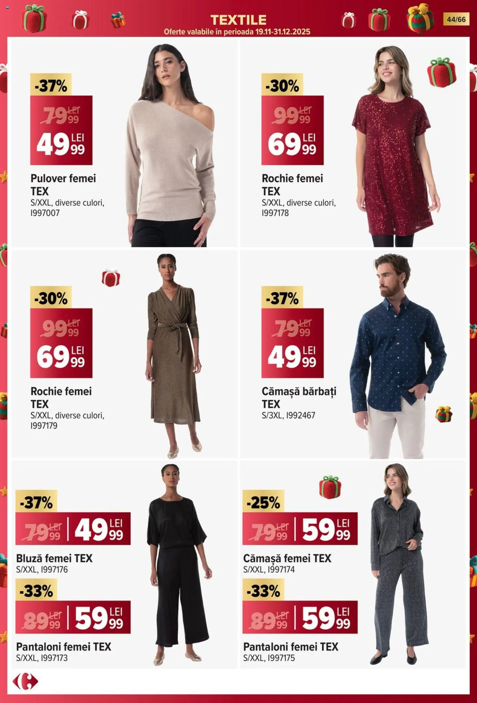 Noul catalog Carrefour – valabil de la 19.11.2025 | Pagină: 44 | Produse: Rochie, Bluză, Pulover, Pantaloni
