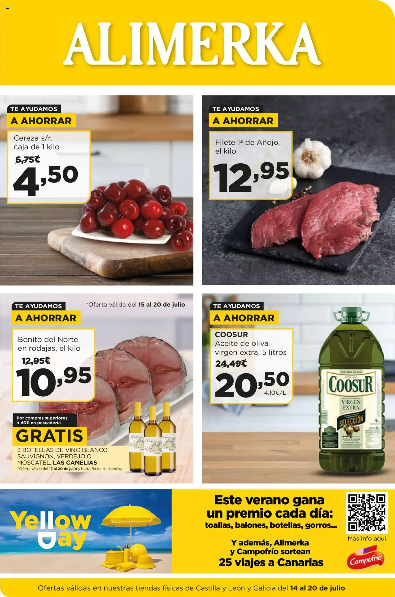 Alimerka folleto Castilla y León │ válido desde el 14.07.2025 | Página: 1 | Productos: Aceite, Aceite de oliva, Filete, Caja