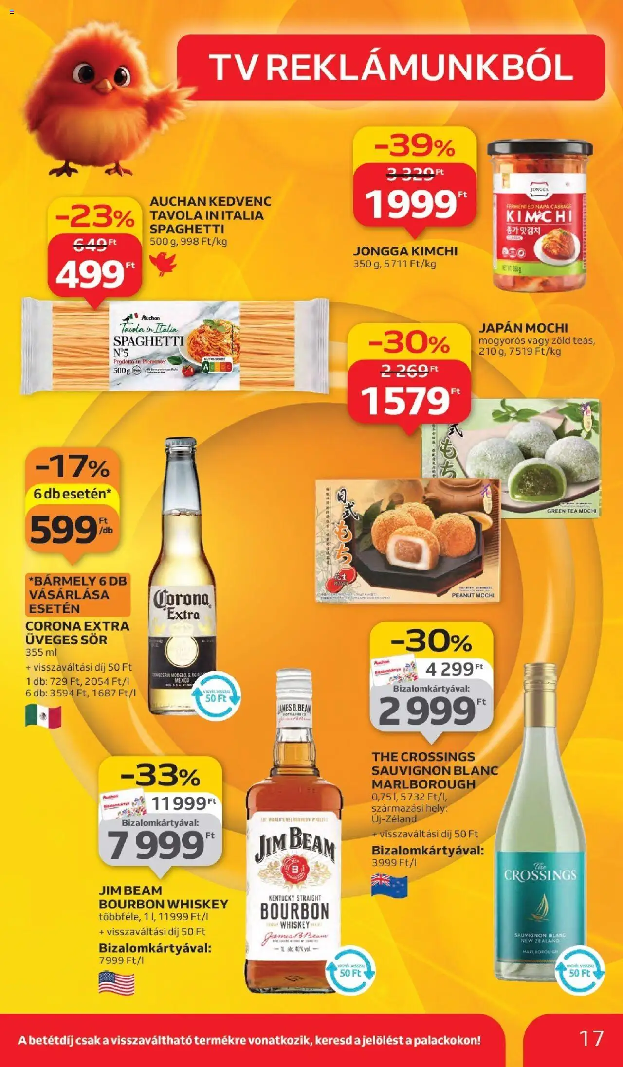 Auchan akciós ujság - amely érvényes a következő dátumtól: 11.09.2025 | Oldal: 17 | Termékek: Whiskey, Bourbon, TV, Sör