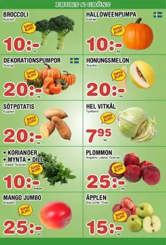 Nya Pulsen - erbjudanden - Förhandsvisning av reklamblad från butik Nya Pulsen aktuell från 13.10.2025 | Sida: 7 | Produkter: Honungsmelon, Vitkål, Äpplen, Koriander
