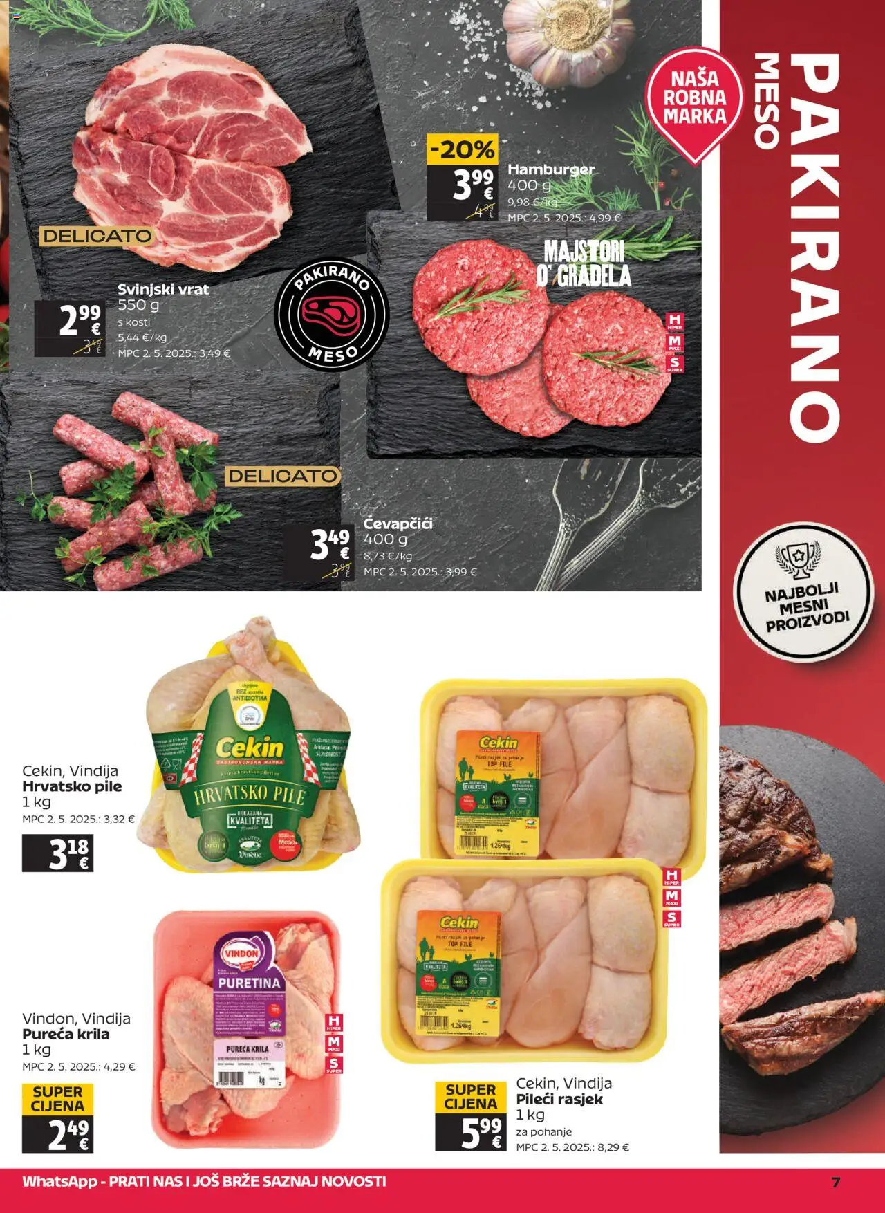 Tommy katalog | vrijedi od 03.07.2025 | Stranica: 7 | Proizvodi: Vindija, Svinjski vrat, Meso, Hamburger