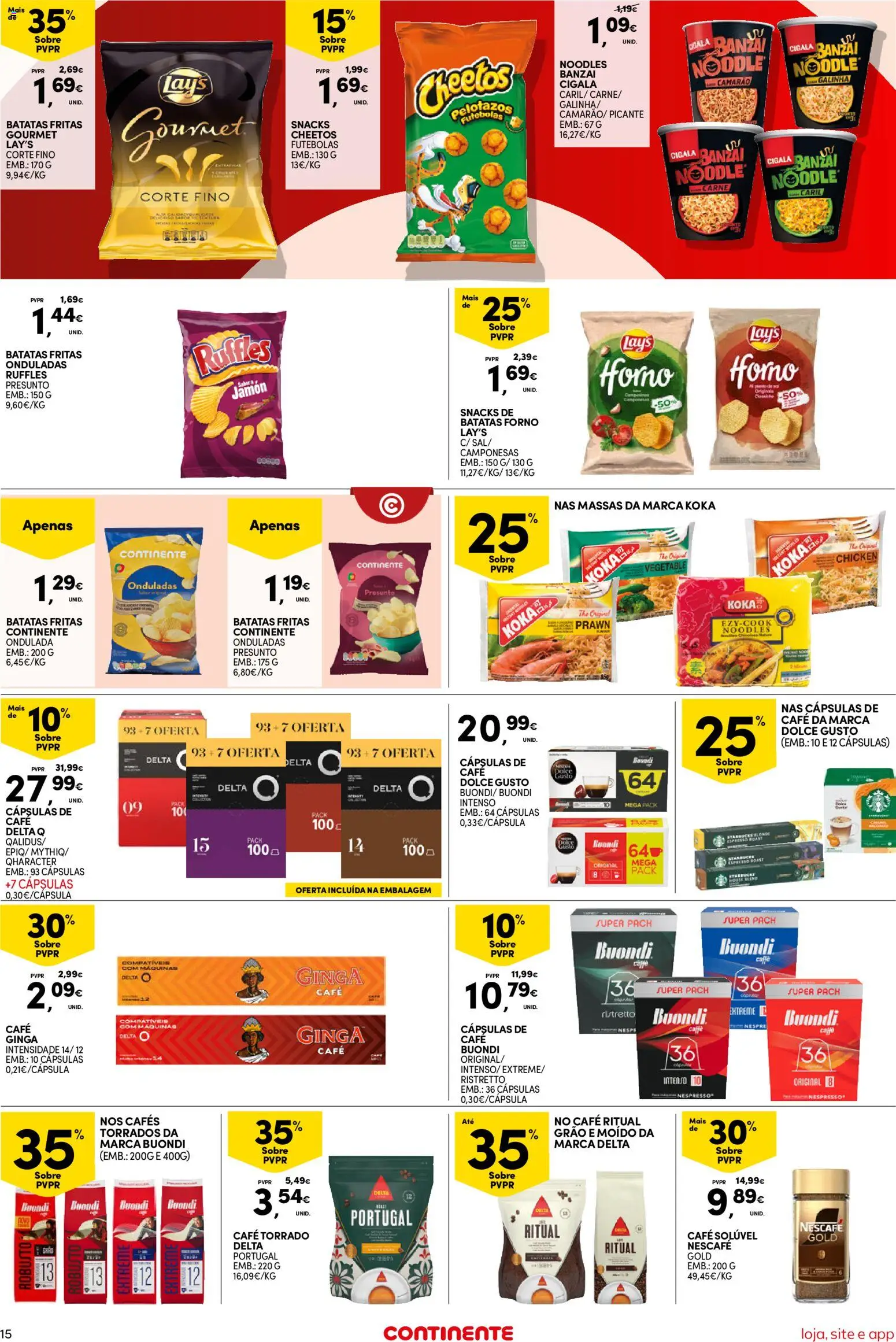 Continente Semanal Continente Bom Dia │ válido de 21.04.2026 | Página: 15 | Produtos: Cafe buondi, Carne, Dolce gusto, Batatas fritas
