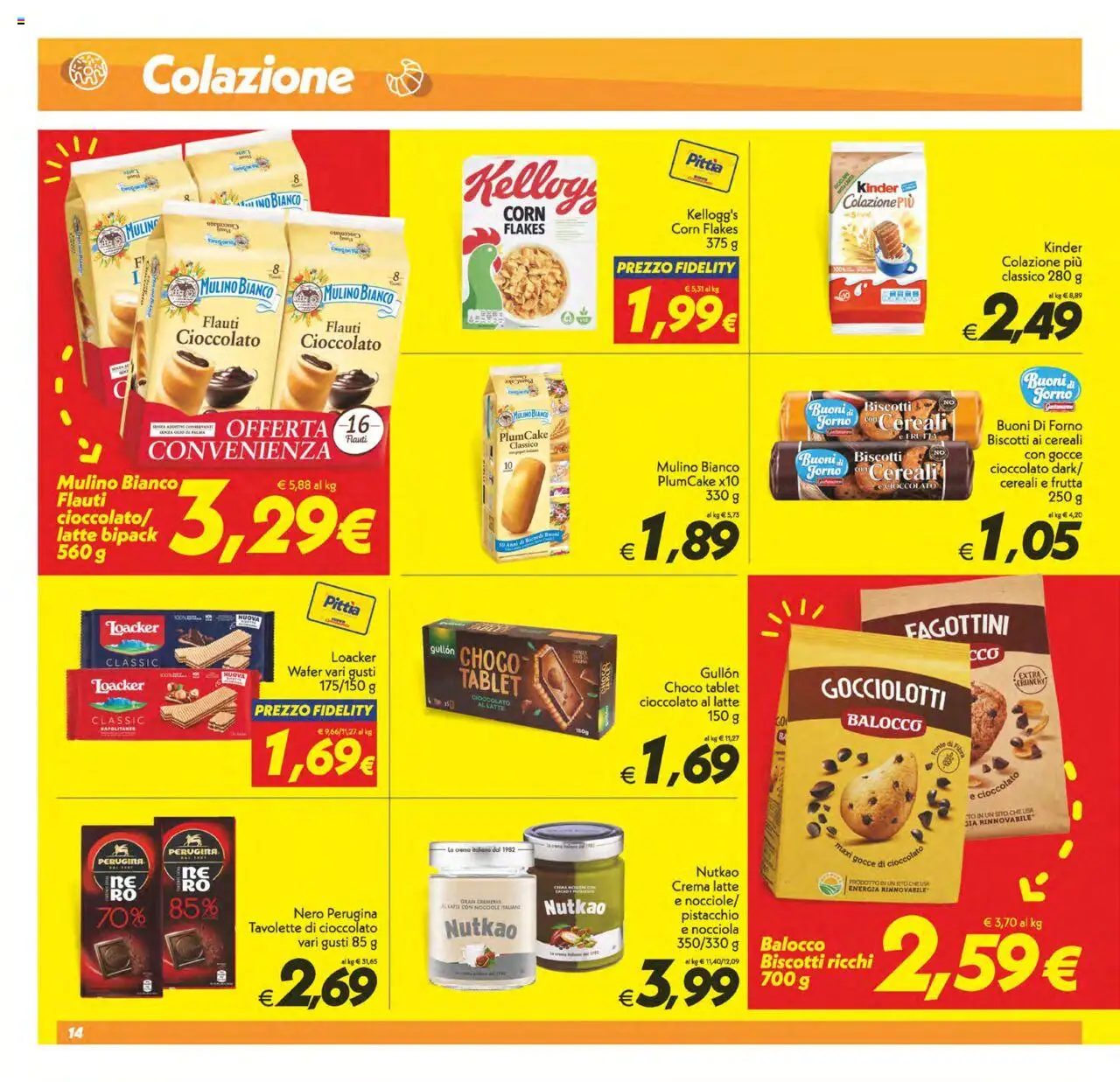 Volantino SuperConveniente del 14.10.2025 | Pagina: 14 | Prodotti: Cereali, Nocciole, Tablet, Plumcake