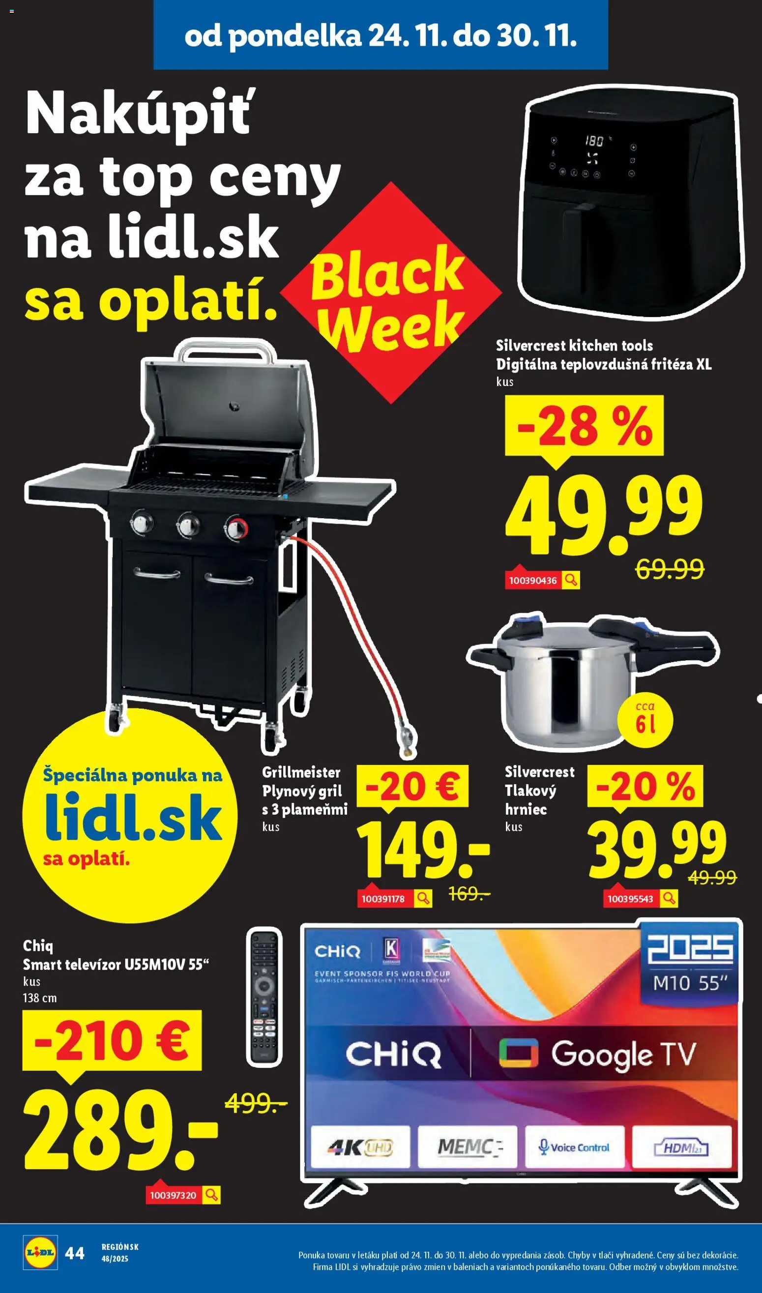 Nové Lidl akcie – leták je platný od 27.11.2025 | Strana: 88 | Produkty: Gril, Tv, Fritéza, Teplovzdušná frítéza
