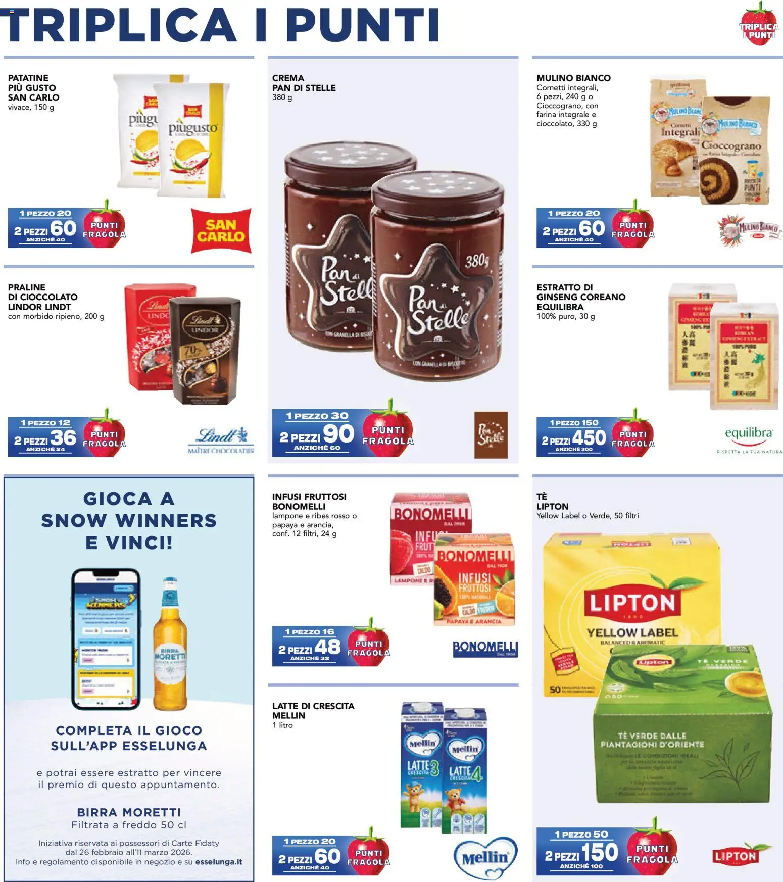 Volantino Esselunga S del 26.02.2026 | Pagina: 4 | Prodotti: Birra, Latte, Birra Moretti, Lampone