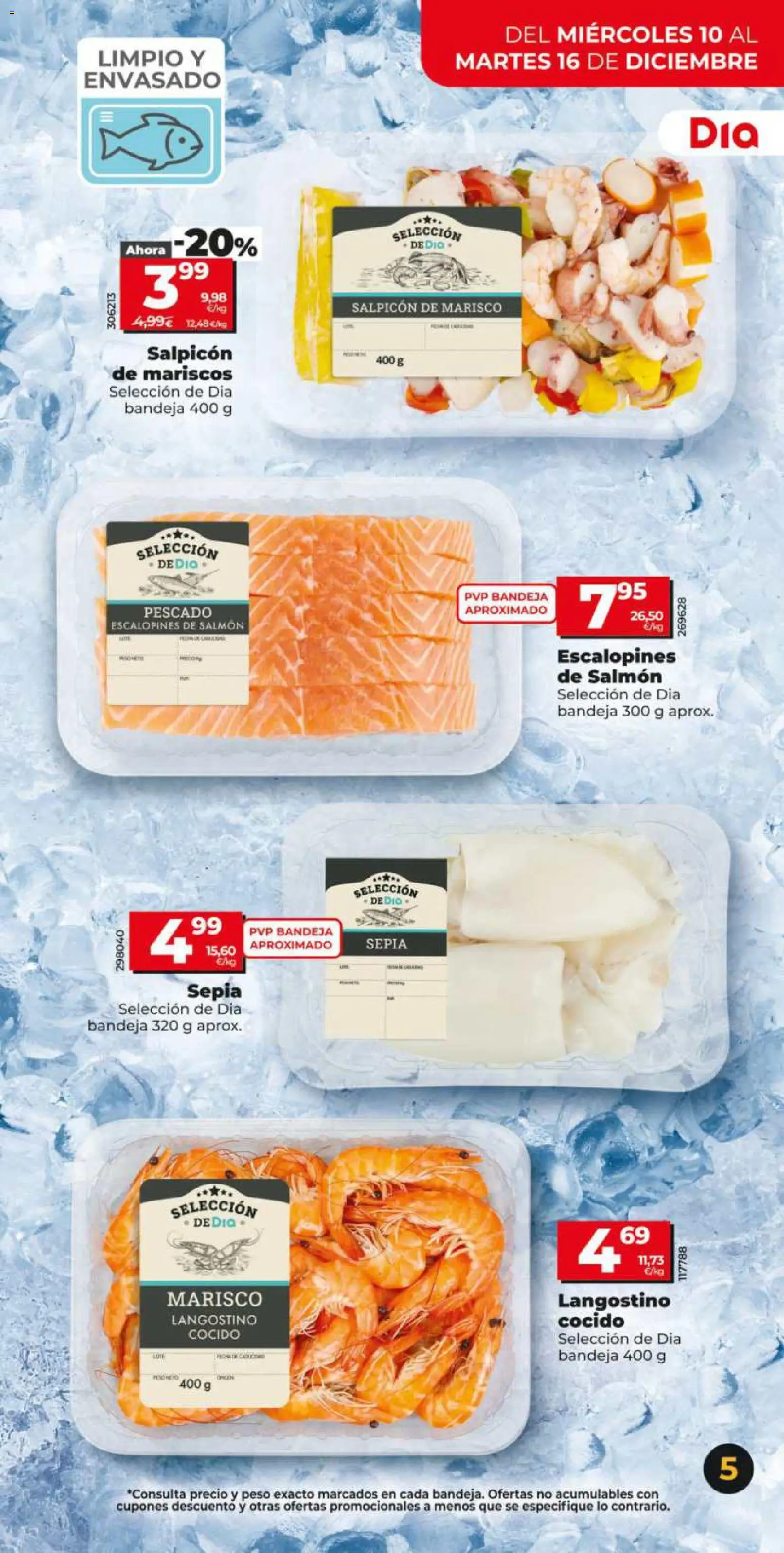 Dia - folleto Market │ válido desde el 10.12.2025 | Página: 5 | Productos: Pescado, Peso, Bandeja, Langostino