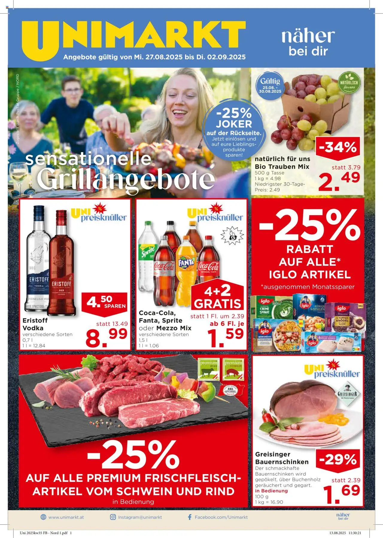 Unimarkt Nord gültig ab 27.08.2025 | Seite: 1 | Produkte: Creme