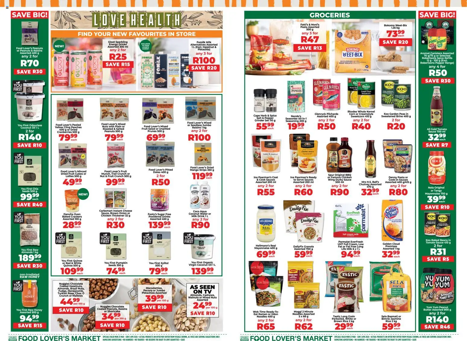 New Food Lover's Market catalogue – valid from 23.03.2026 | Page: 6 | Products: Oil, Chocolate, Sauces, Pasta