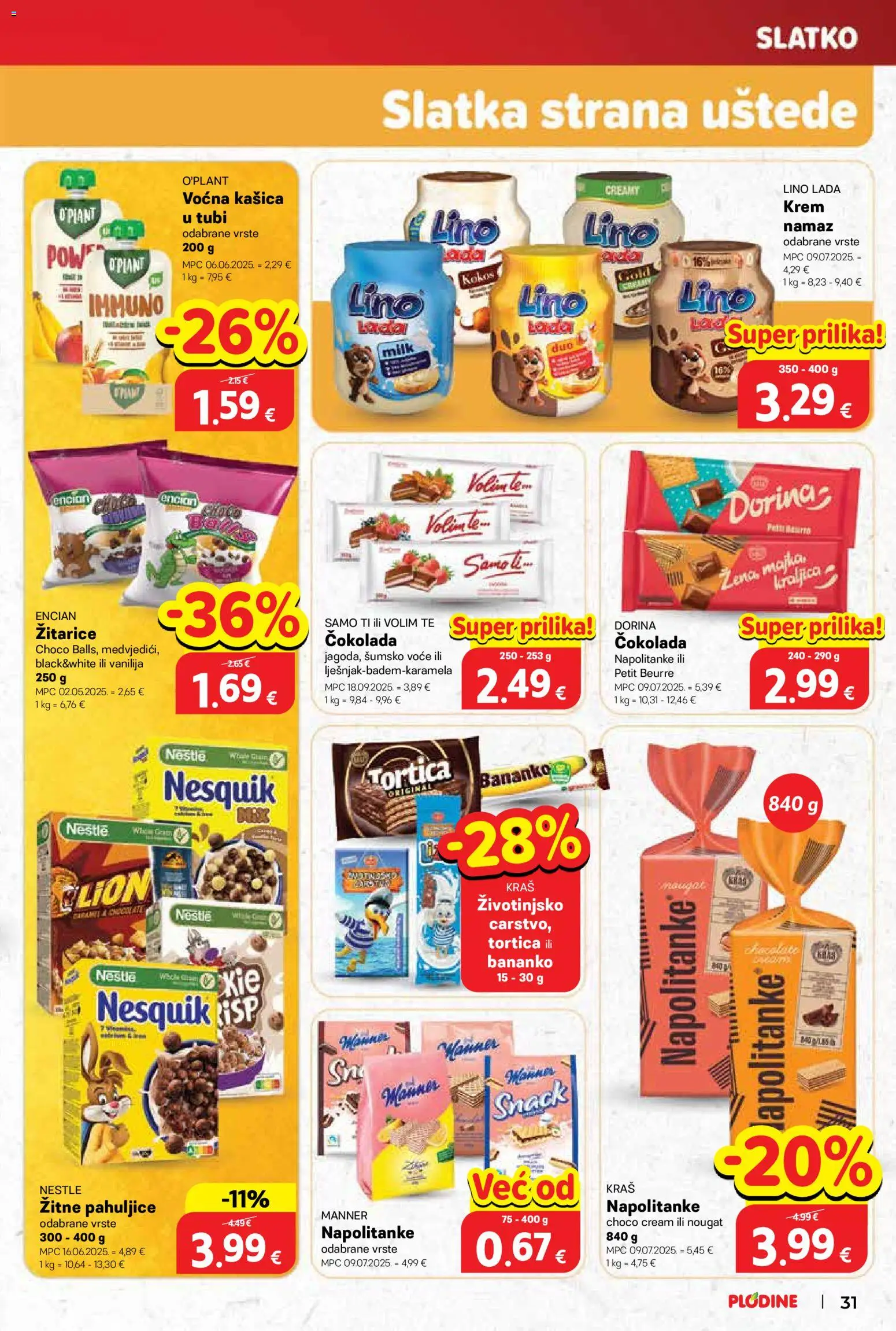 Plodine katalog | vrijedi od 12.11.2025 | Stranica: 31 | Proizvodi: Petit Beurre, Žitarice, Voće, Namaz