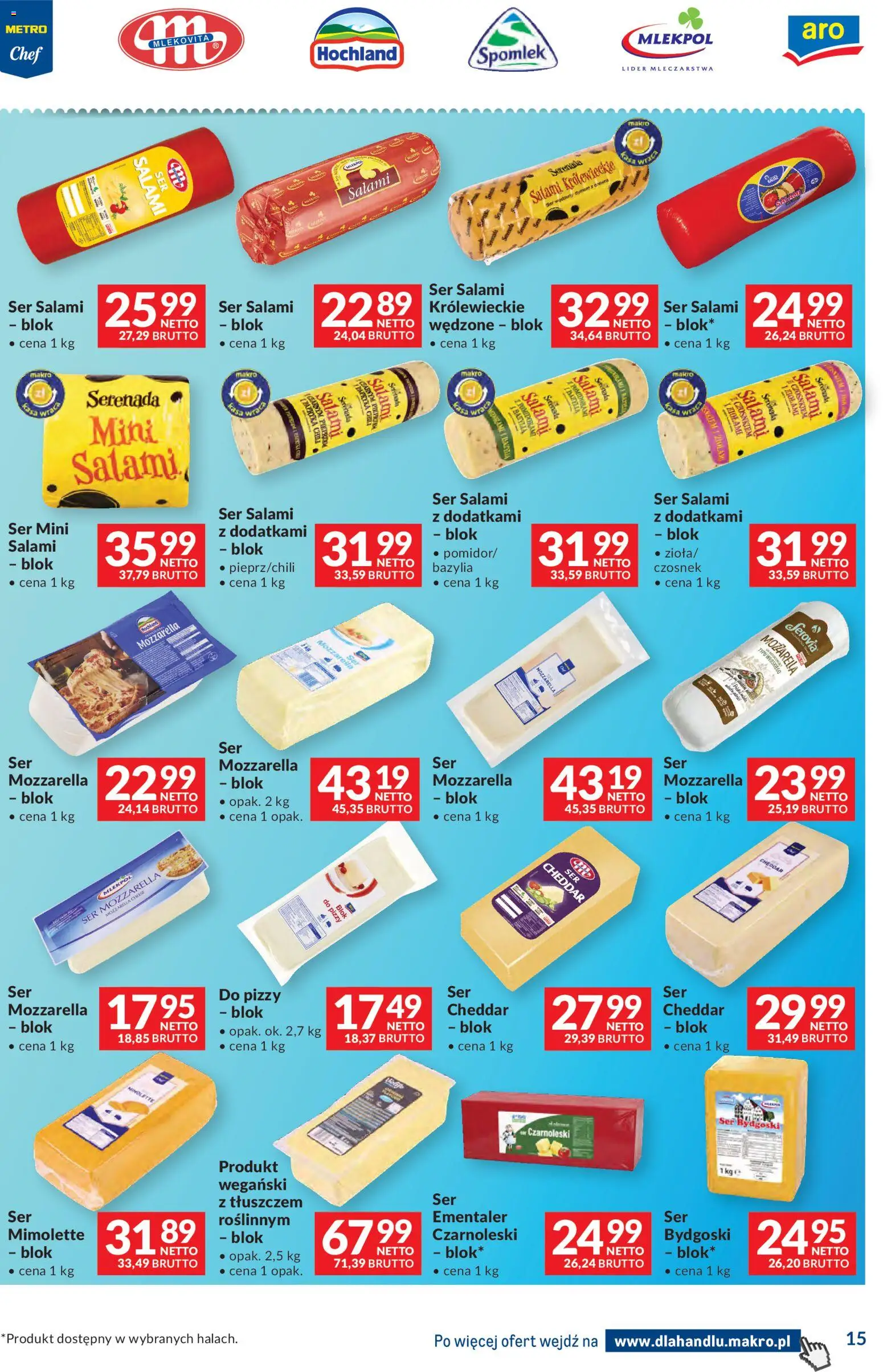 Makro gazetka - Dystrybucja do sklepów od 28.04.2026 | Strona: 15 | Produkty: Ser, Salami, Mozzarella, Cheddar