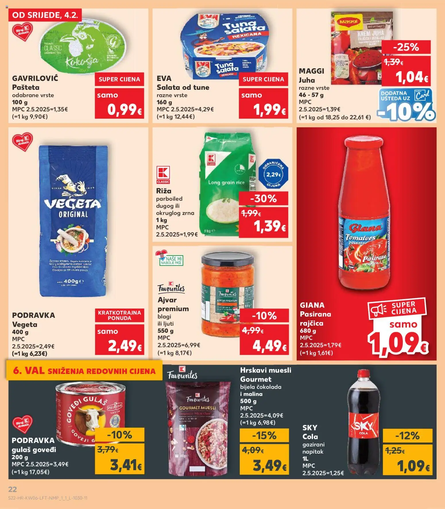 Kaufland katalog | vrijedi od 04.02.2026 | Stranica: 22 | Proizvodi: Sky Cola, Čokolada, Juha, Rajčica