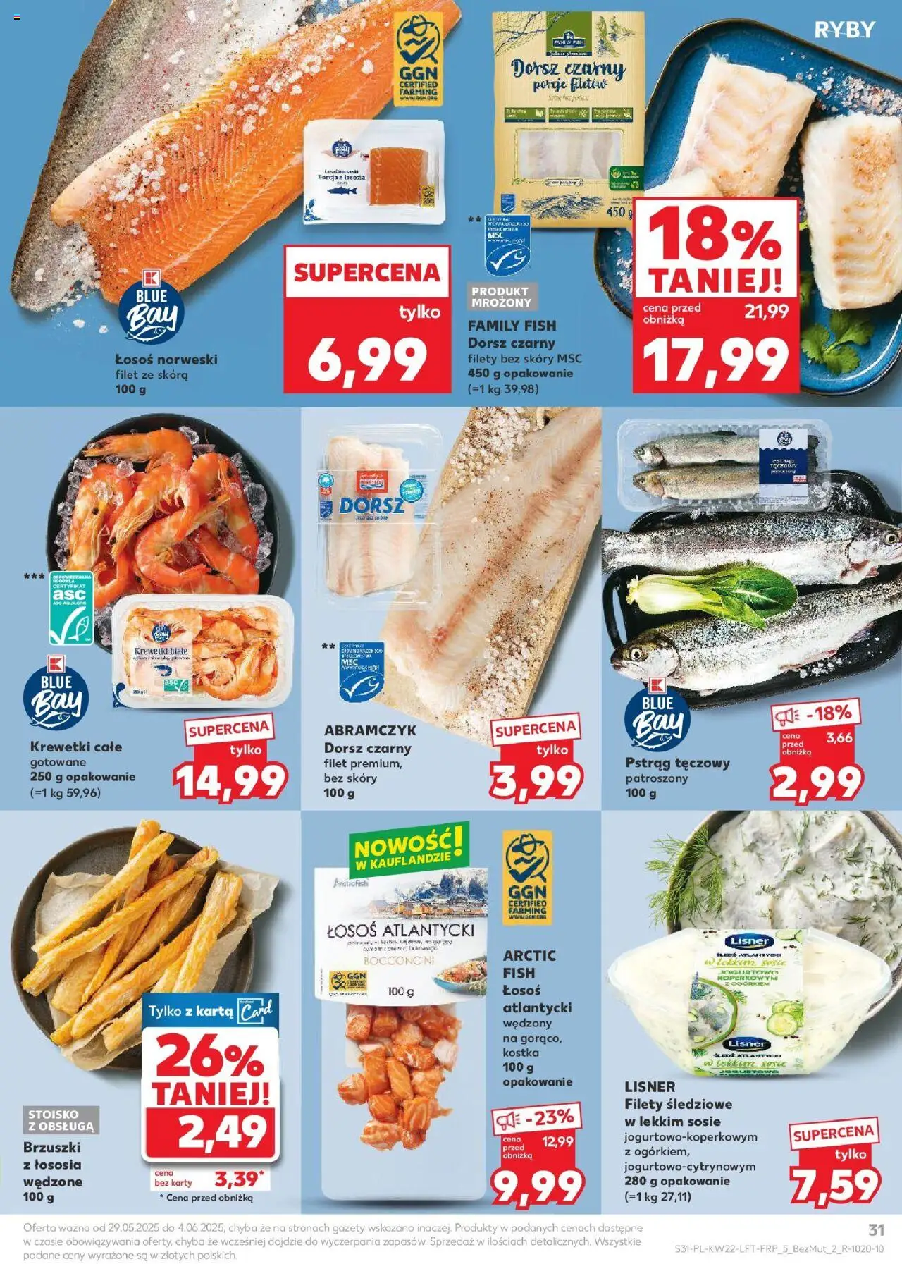 Kaufland gazetka od 29.05.2025 | Strona: 31 | Produkty: Pstrąg, Łosoś, Krewetki białe, Filet z łososia