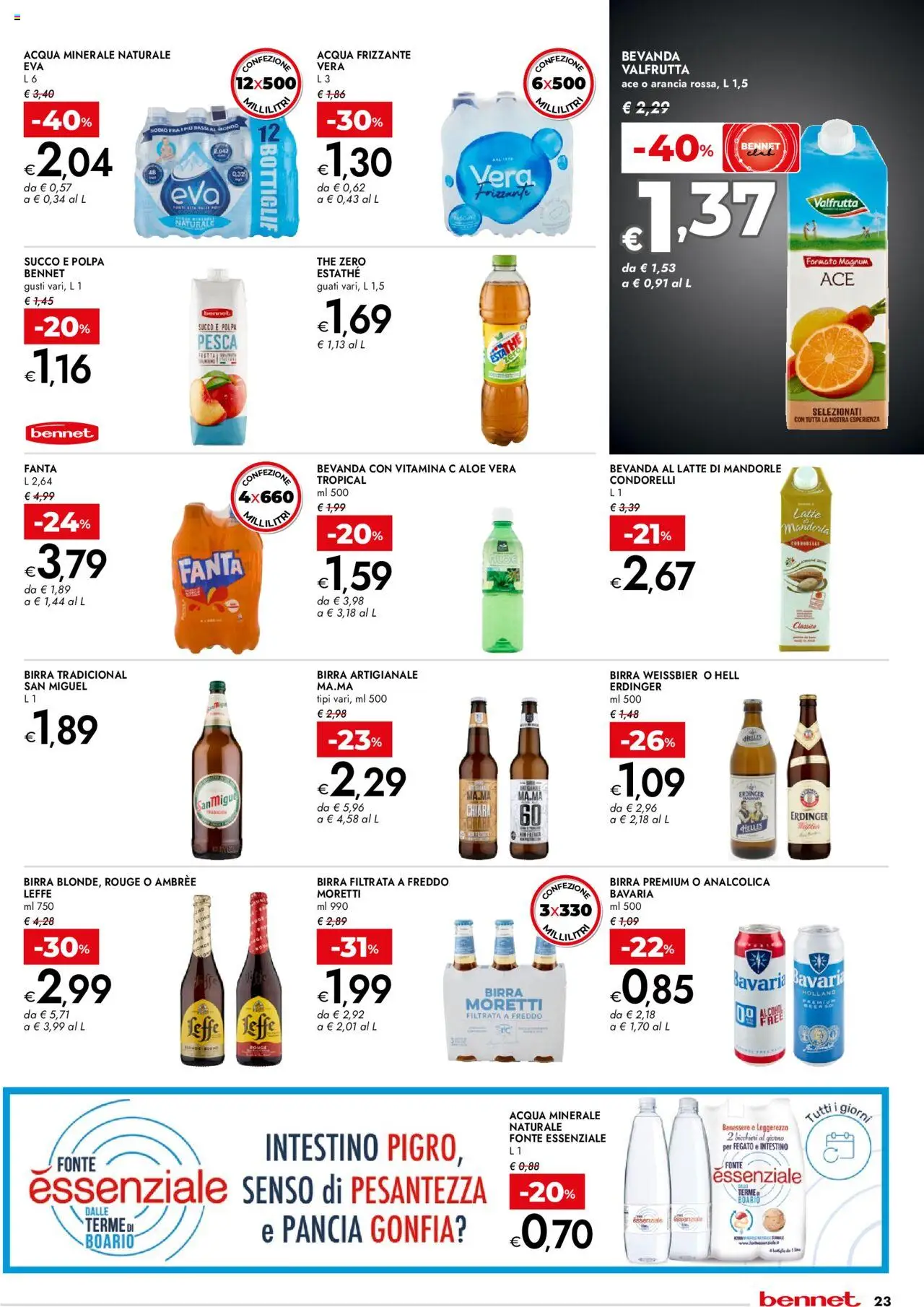 Volantino bennet del 05.06.2025 | Pagina: 23 | Prodotti: Acqua, Mandorle, Birra Moretti, The