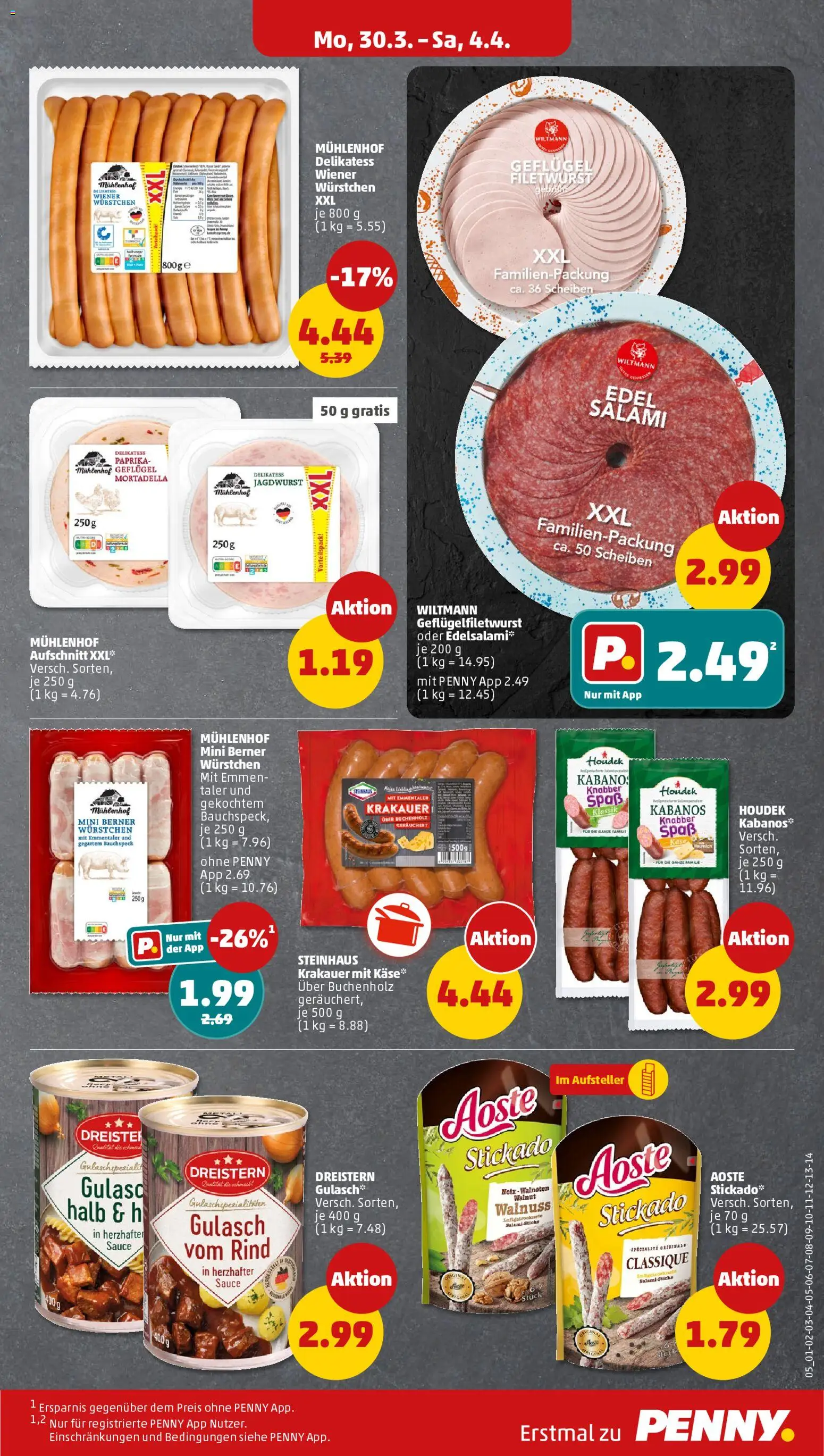 Penny Prospekt 	 – gültig ab 30.03.2026 | Seite: 7 | Produkte: Wiener wurstchen, Paprika, Gulasch, Salami