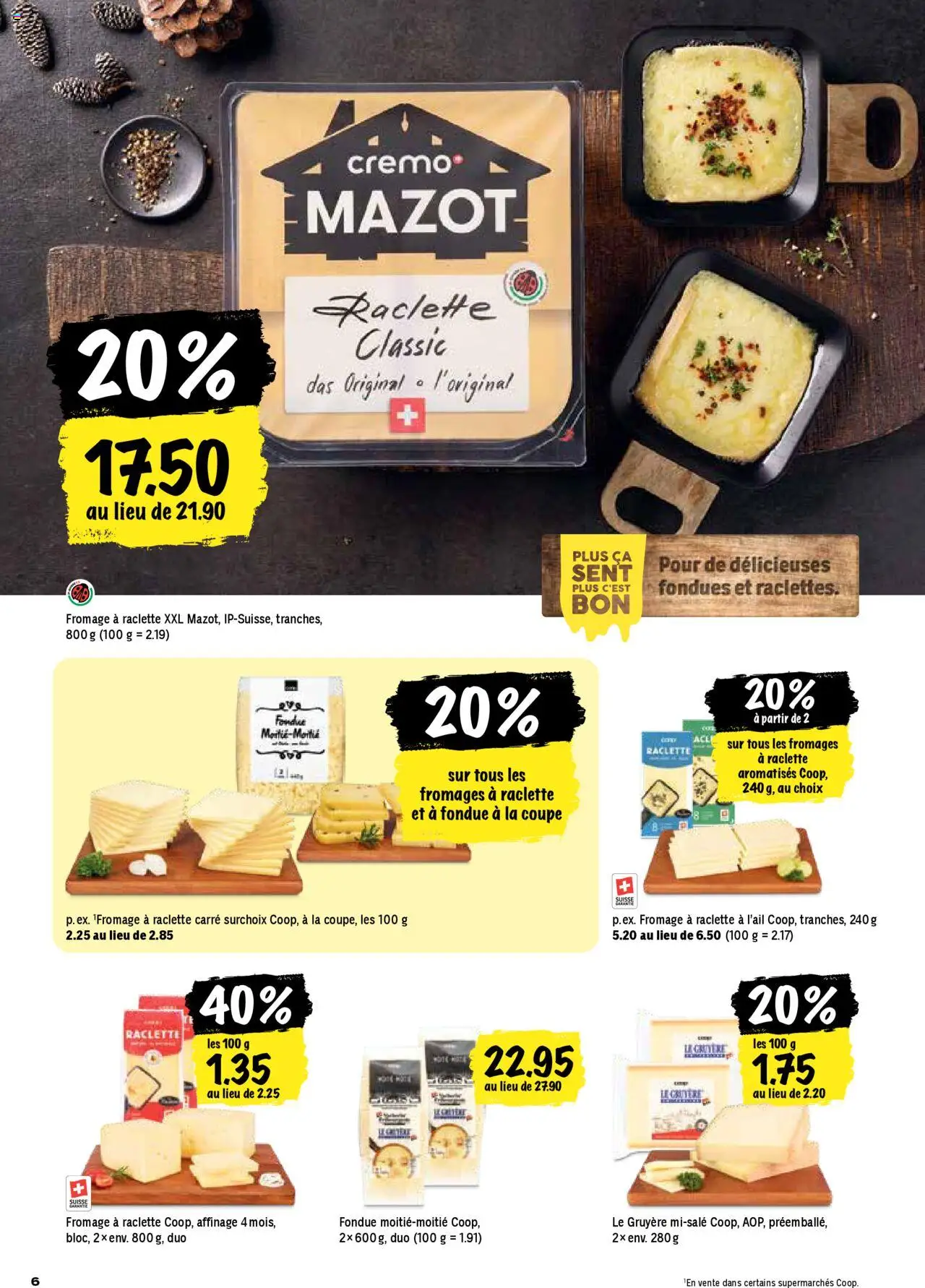 Coop Les actions de la semaine – gültig ab 02.10.2025 | Seite: 6 | Produkte: Raclette, Fondue