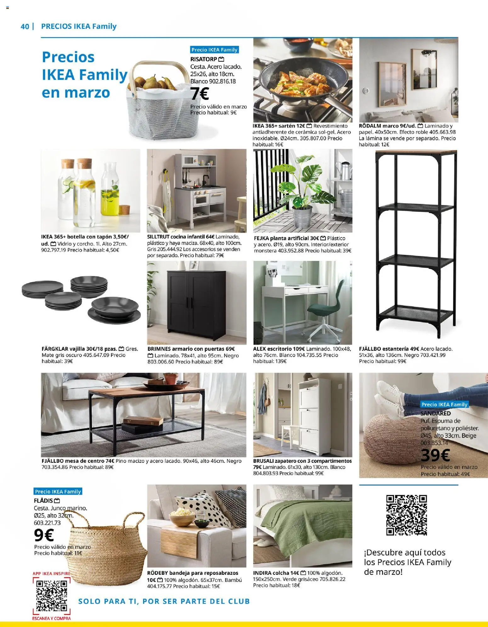 Catálogo IKEA Family Mallorca │ válido desde el 01.01.2026 | Página: 40 | Productos: Zapatero, Planta artificial, Marco, Colcha
