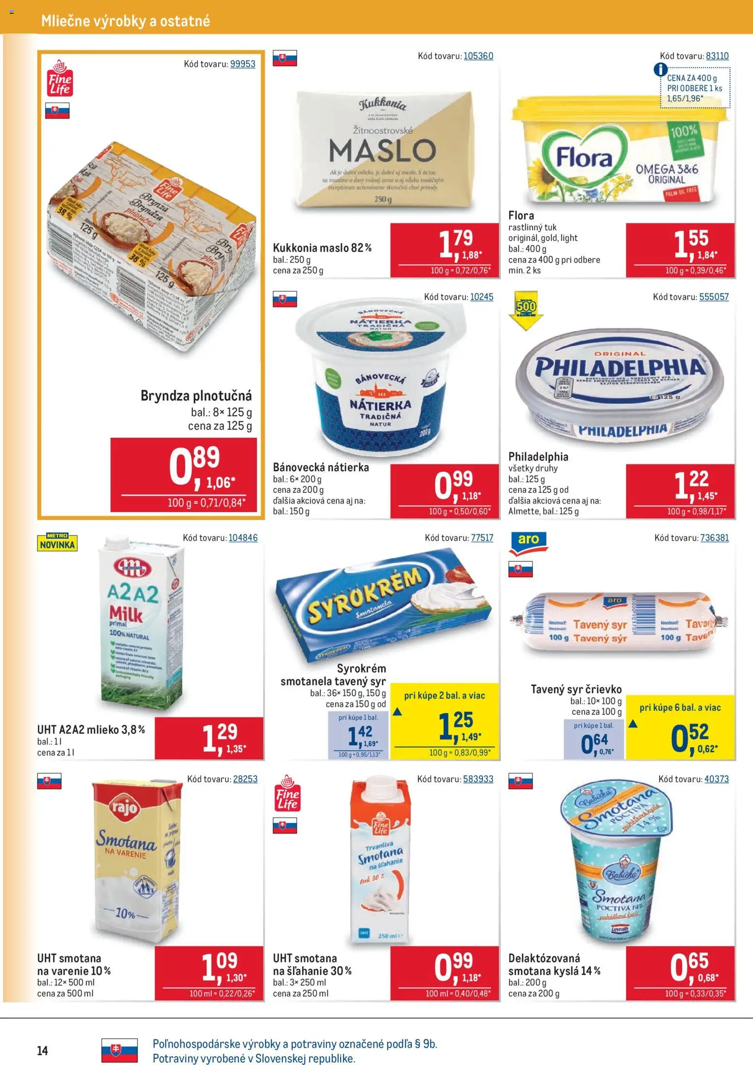 Nové Metro akcie – leták je platný od 10.12.2025 | Strana: 14 | Produkty: Maslo, Mlieko, Syr, Smotana