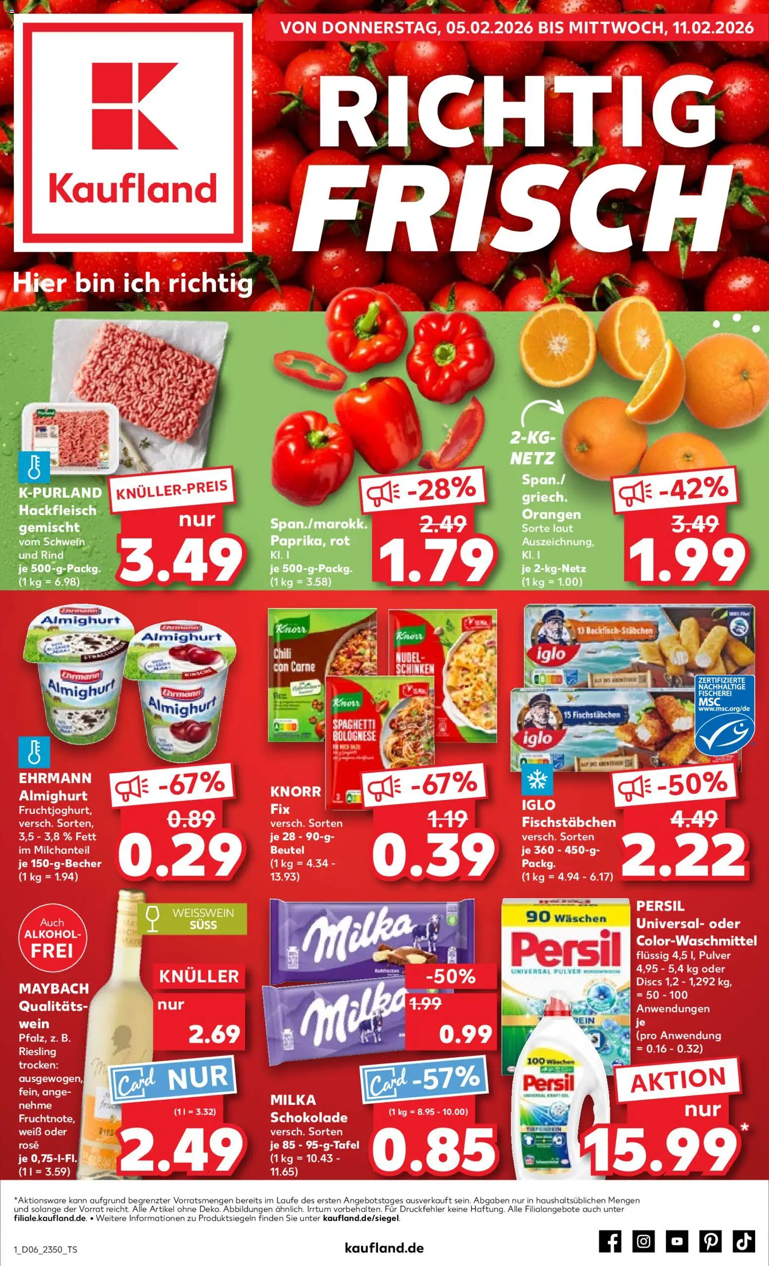 Kaufland prospekt Völklingen	 – gültig ab 05.02.2026 | Seite: 1 | Produkte: Ehrmann almighurt, Orangen, Persil, Hackfleisch