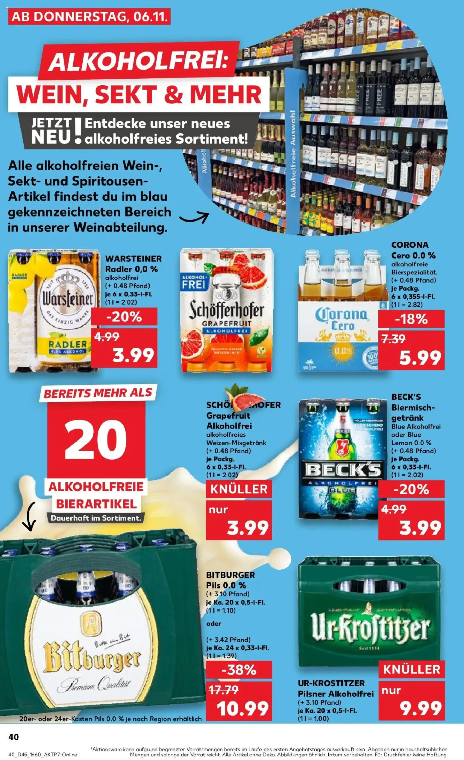 Kaufland prospekt Strausberg	 – gültig ab 10.11.2025 | Seite: 40 | Produkte: Bitburger, Sekt, Radler, Warsteiner
