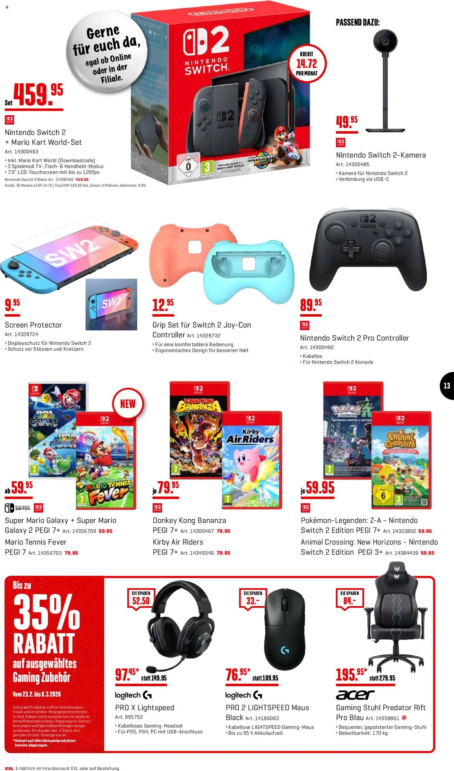 Interdiscount Aktionen – gültig ab 23.02.2026 | Seite: 13 | Produkte: Pc, Maus, Kamera, Gamingstuhl