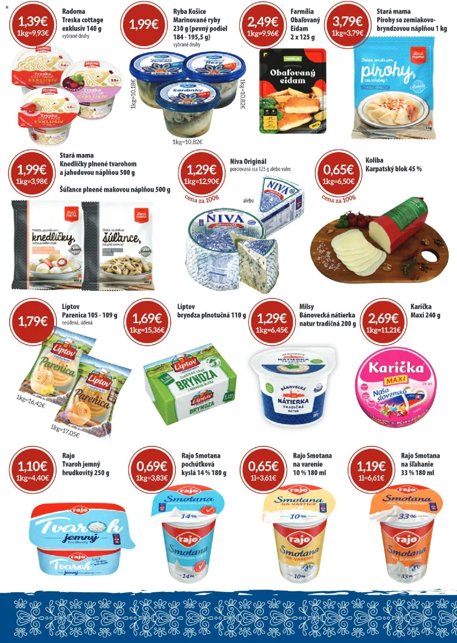 Nové Sintra akcie – leták je platný od 01.04.2026 | Strana: 4 | Produkty: Sardinky, Bryndza, Ryba, Tvaroh