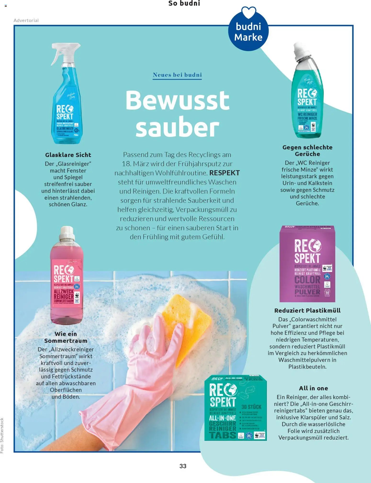 Budni Perle Magazin 02/26 – gültig ab 25.02.2026 | Seite: 33 | Produkte: Spiegel, Waschmittel, Klarspüler