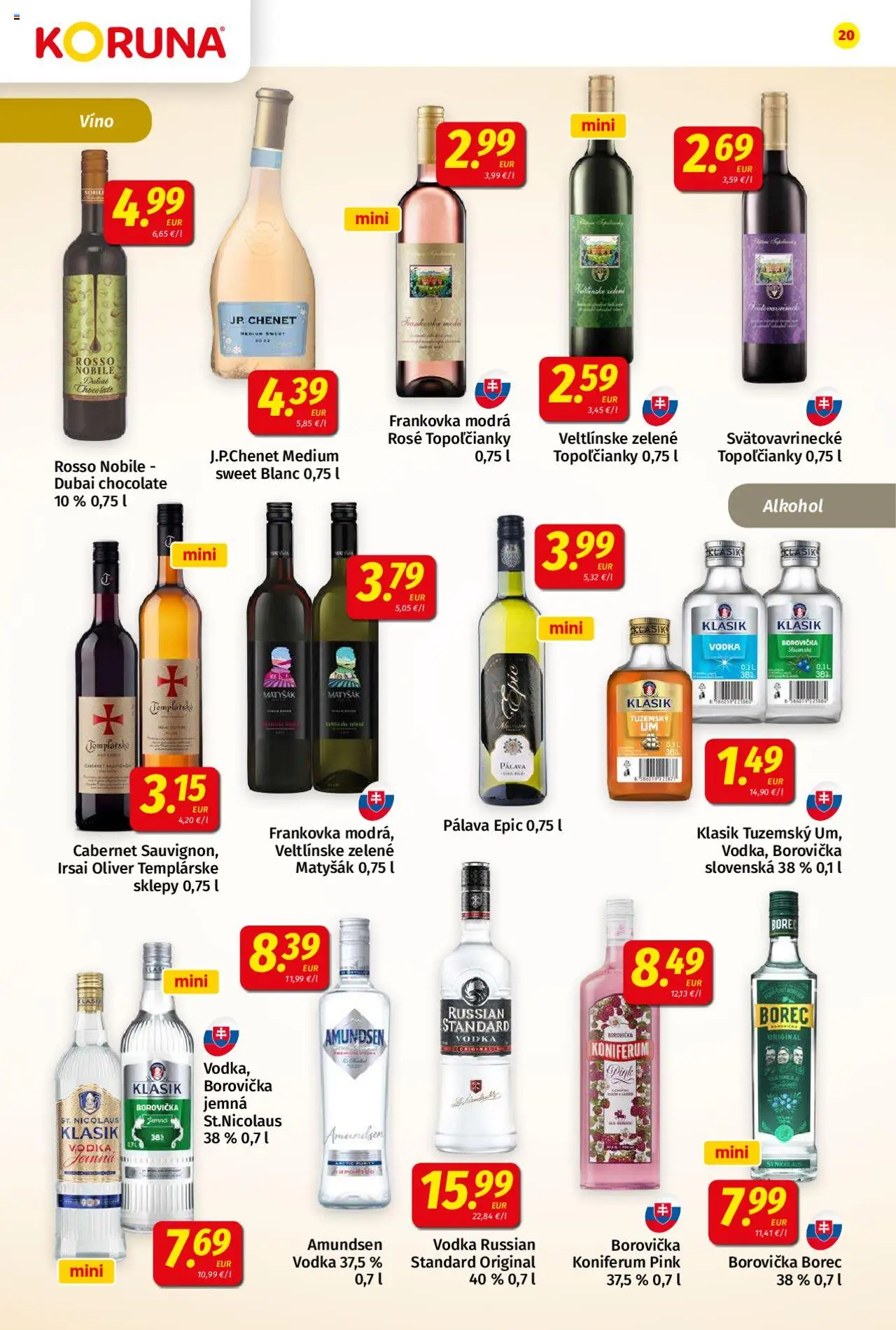 Koruna leták │ platný od 18.07.2025 | Strana: 20 | Produkty: Borovička, Koniferum, Vodka, Alkohol