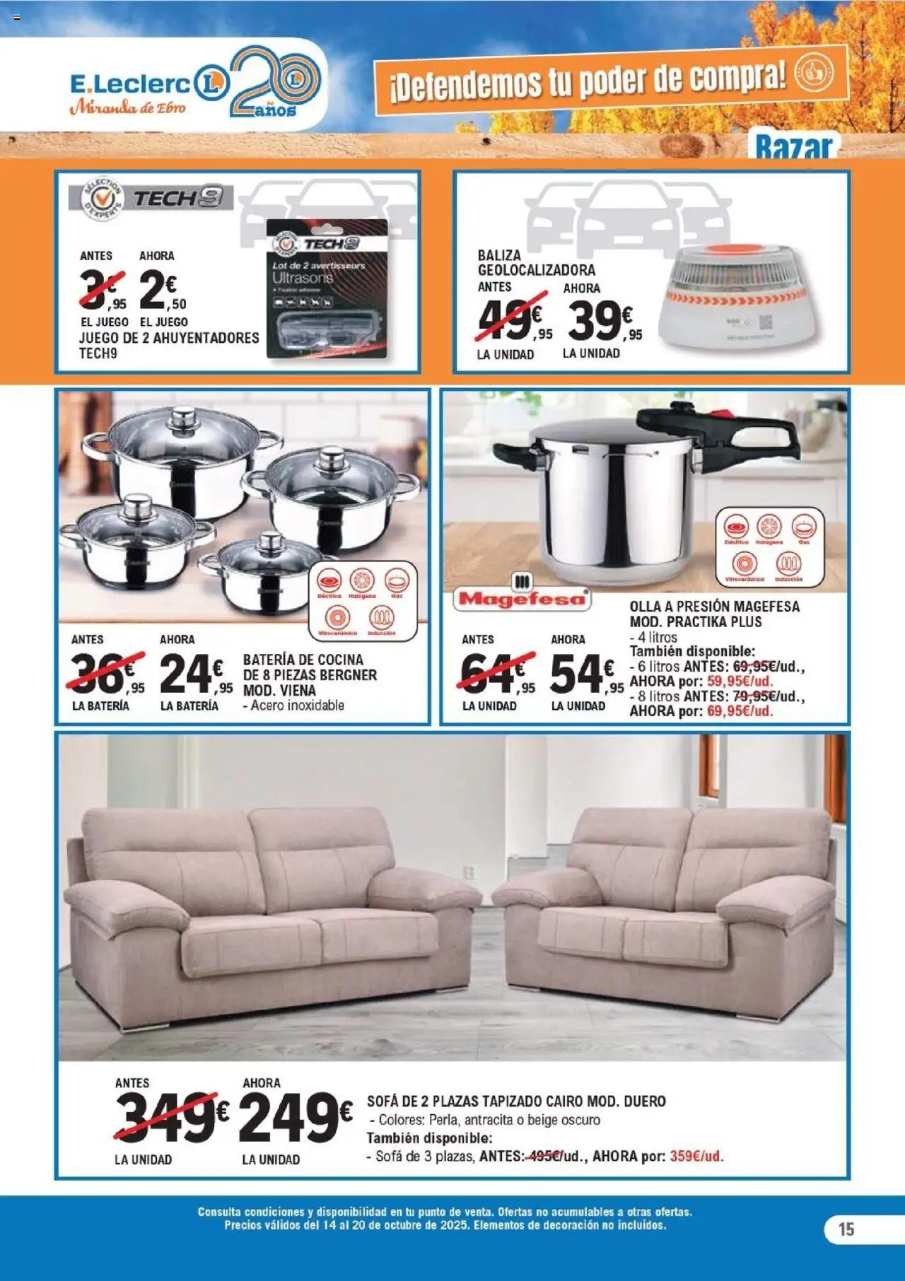 E.Leclerc folleto │ válido desde el 14.10.2025 | Página: 15 | Productos: Cocina, Sofá, Batería